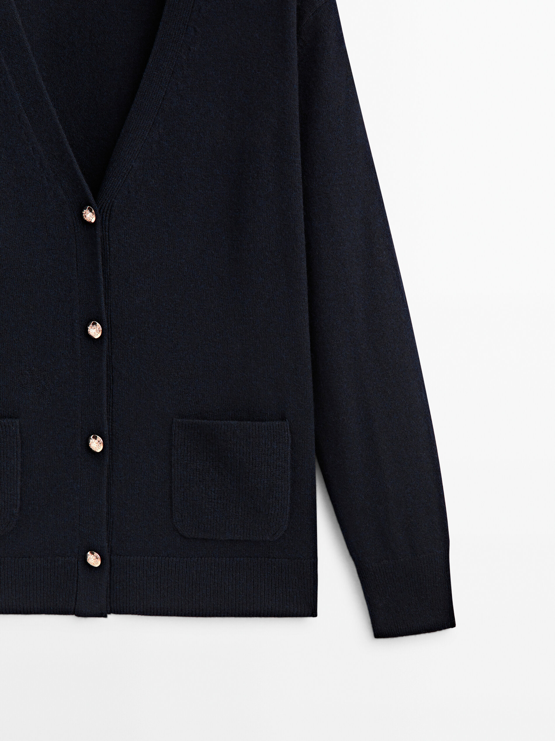 Cárdigan botones mezcla lana cashmere - AZUL MARINO