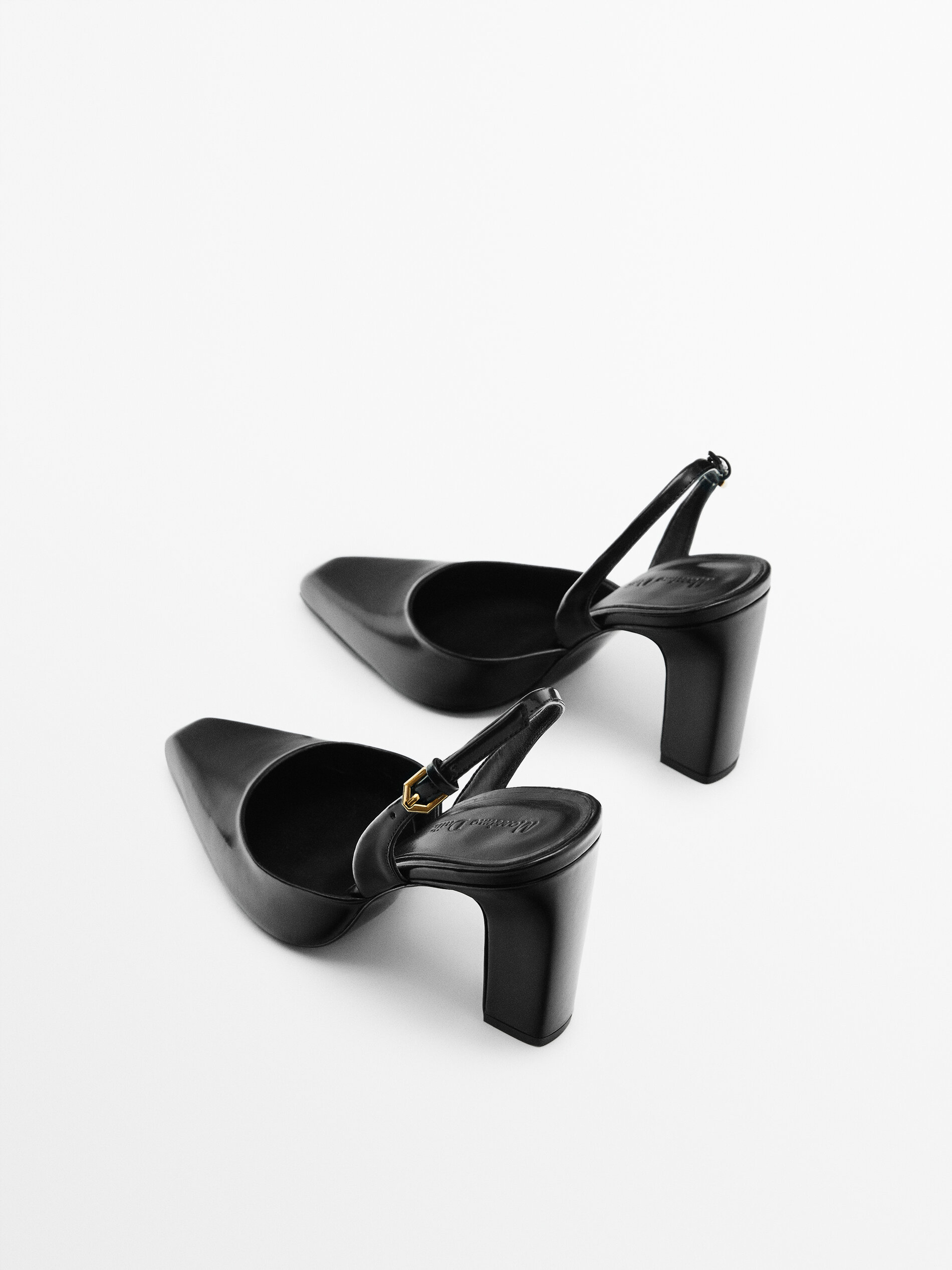 Zapato tacón piel destalonado - NEGRO