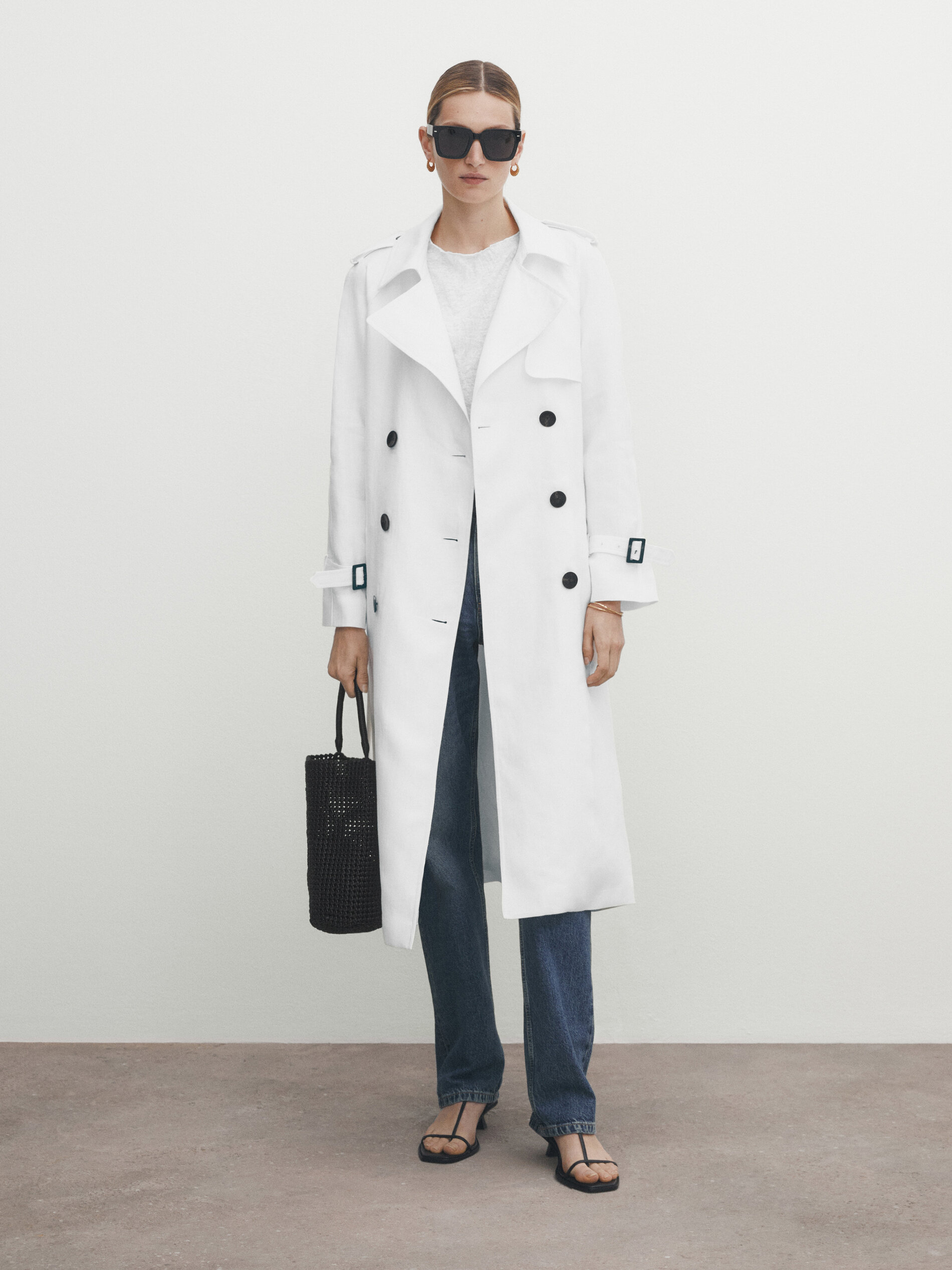 Gabardina fluida 100% lino - BLANCO