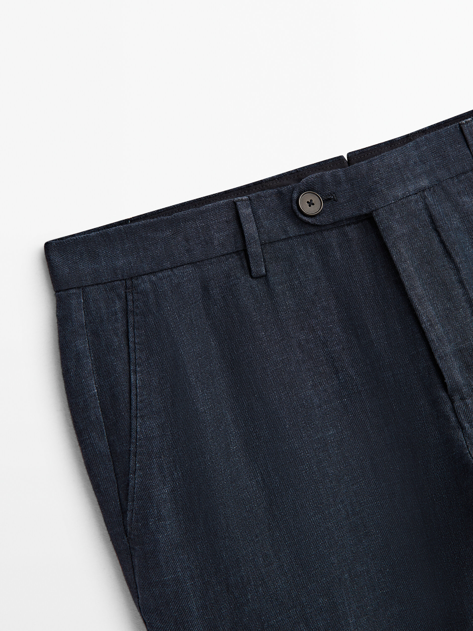 Pantalón traje lino sarga azul marino - AZUL MARINO