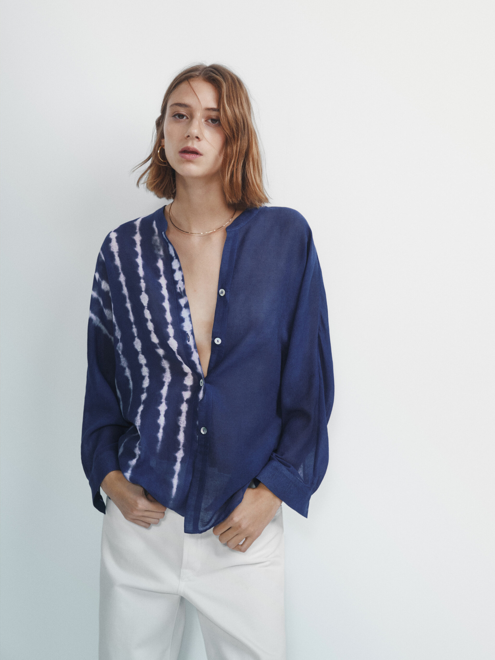 Camisa algodón tie dye azul - Azul Claro