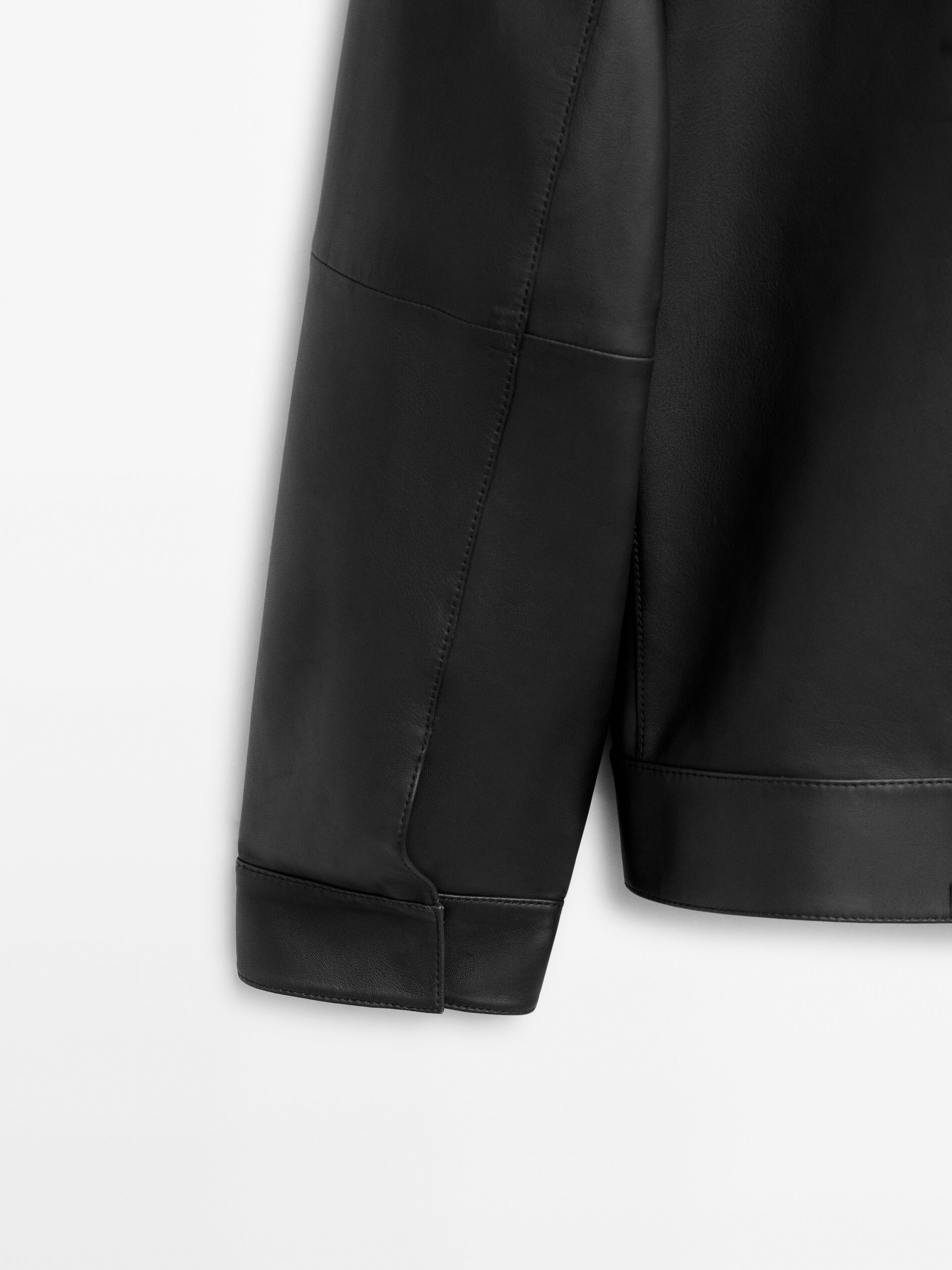 Chaqueta piel napa bolsillos negra - NEGRO