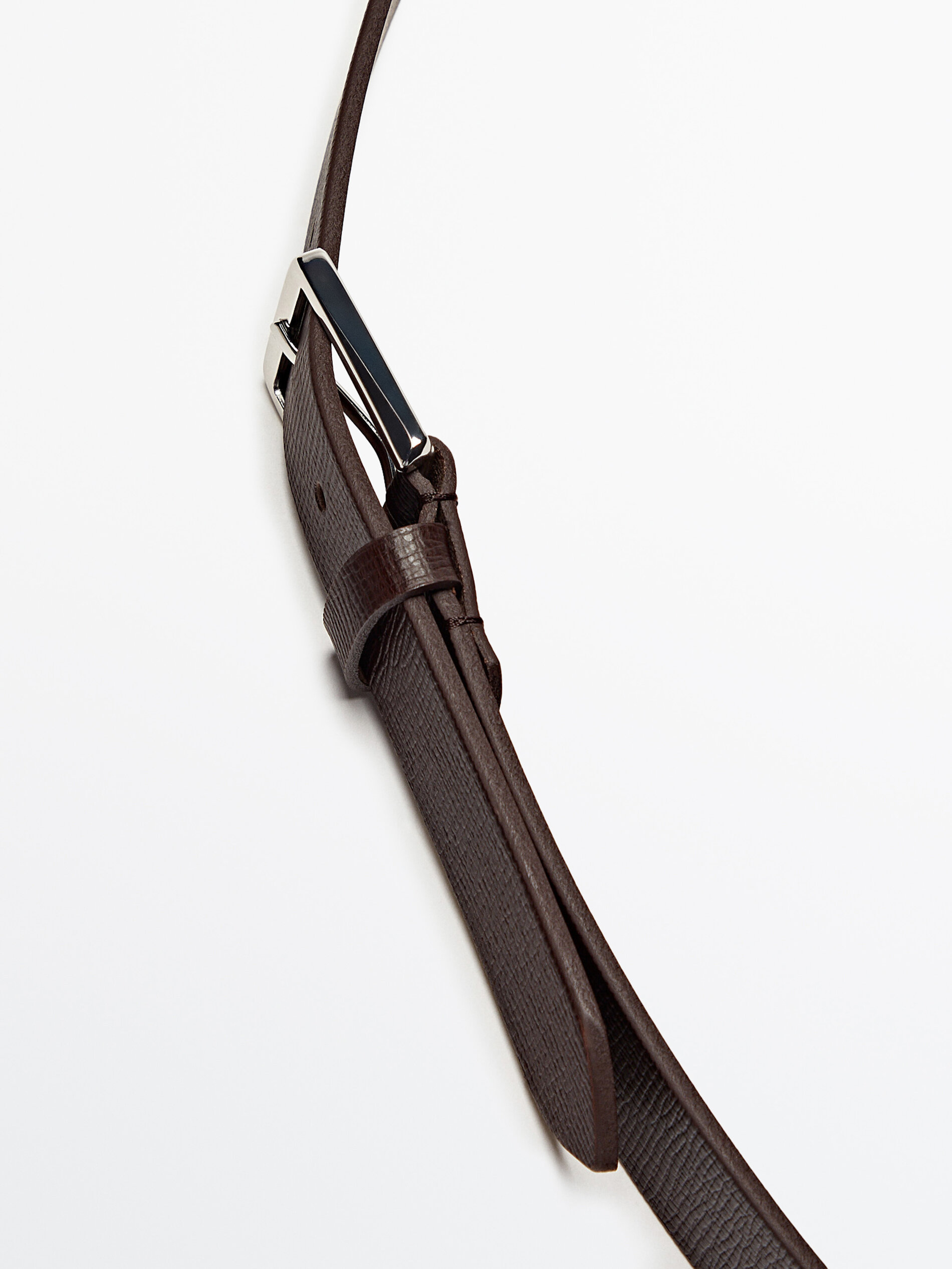 Cinturón piel grabada - MARRÓN