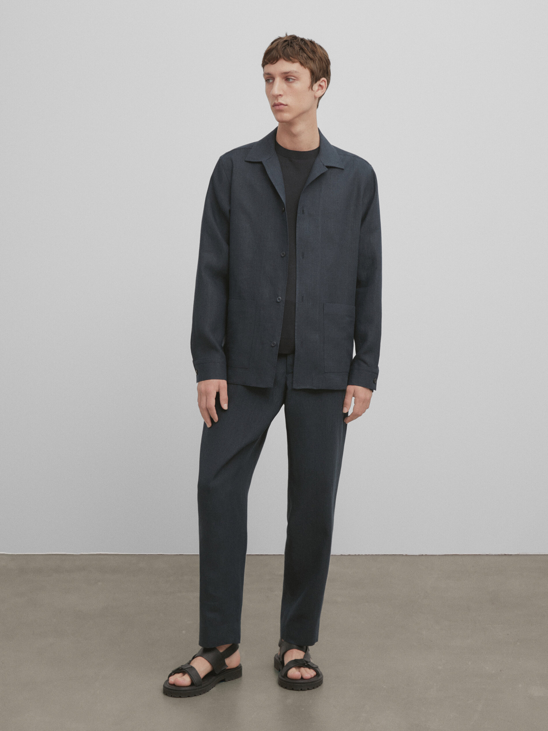 Jersey mezcla algodón seda manga corta -Studio - AZUL MARINO