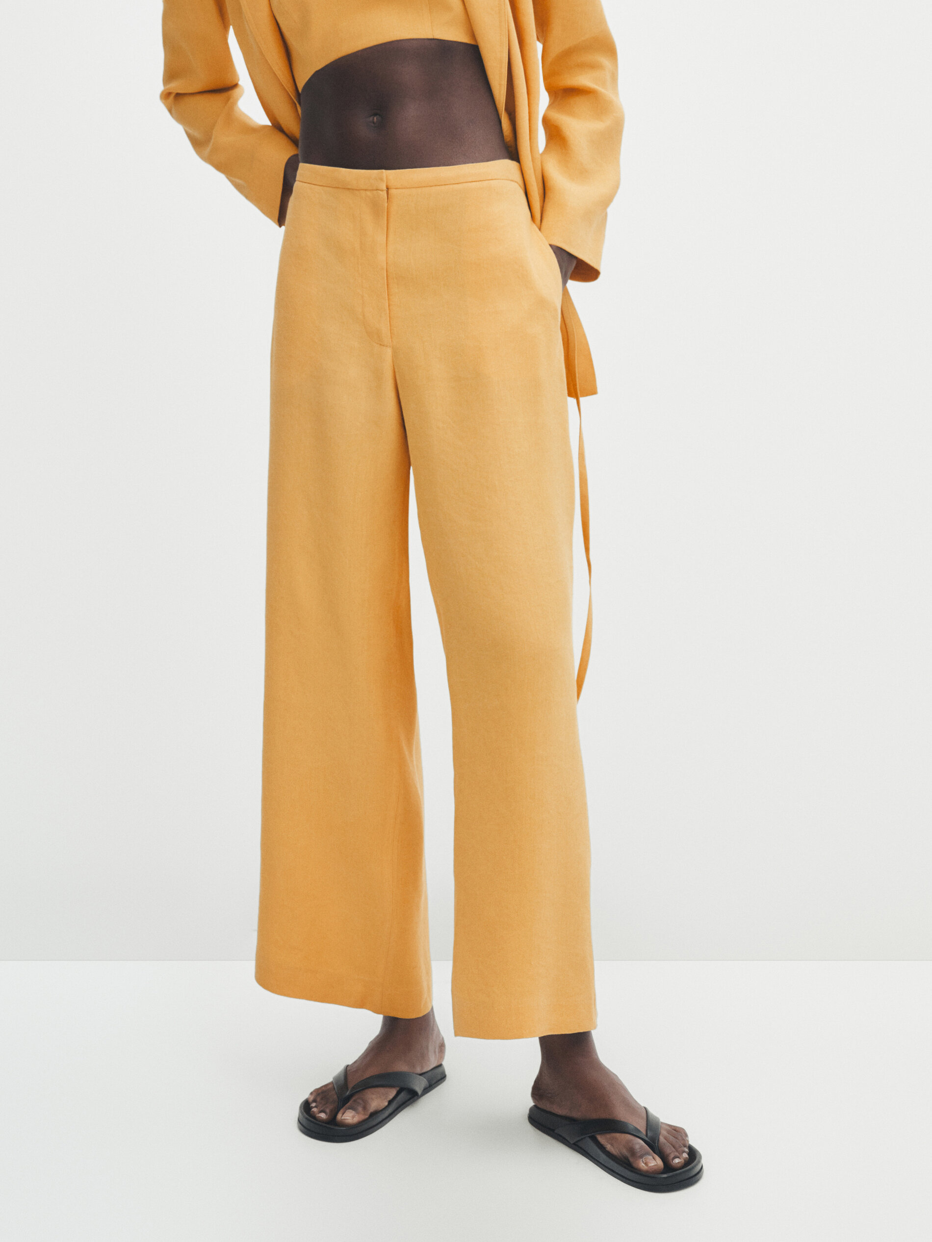 Pantalón traje cropped - AMARILLO MOSTAZA
