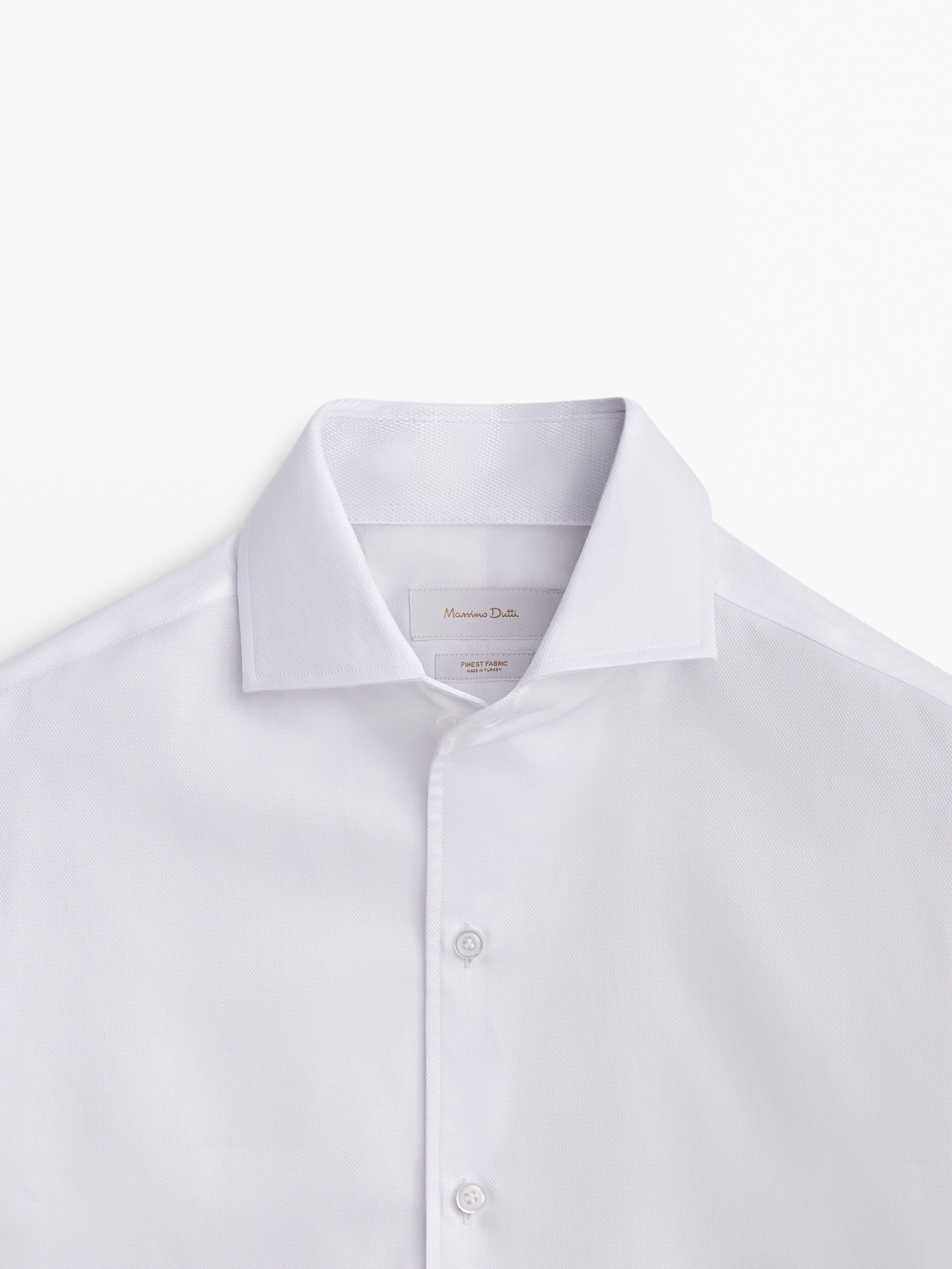 Camisa algodón estructura slim fit - BLANCO