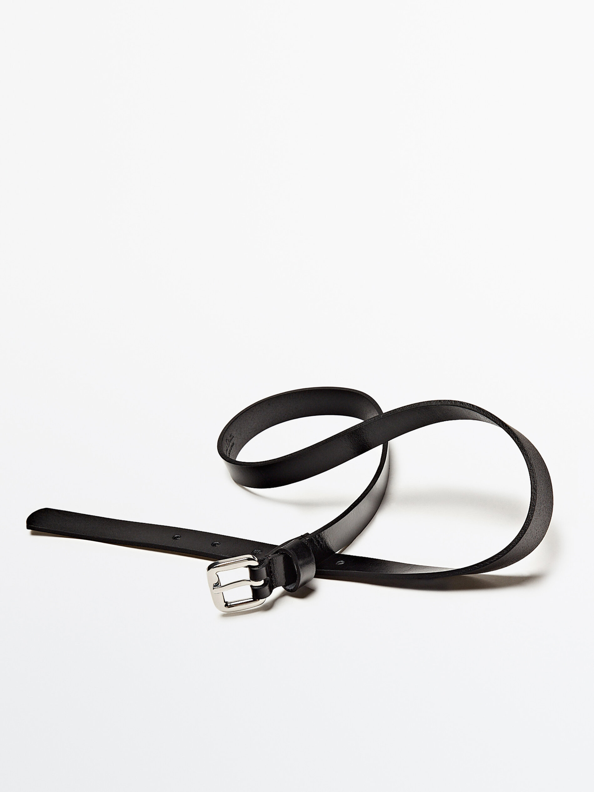 Cinturón piel hebilla rectangular - NEGRO