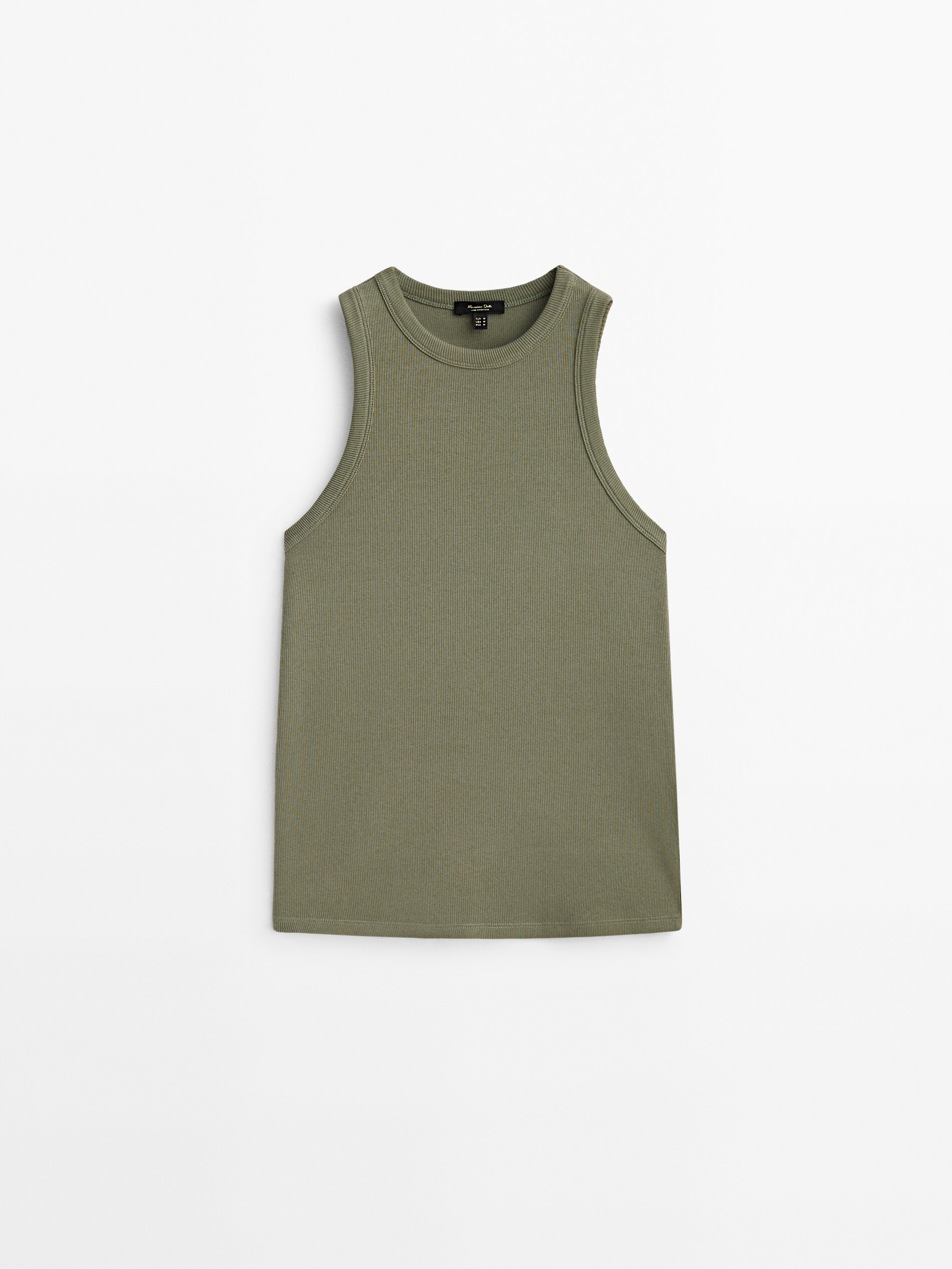 Top halter canalé - KAKI