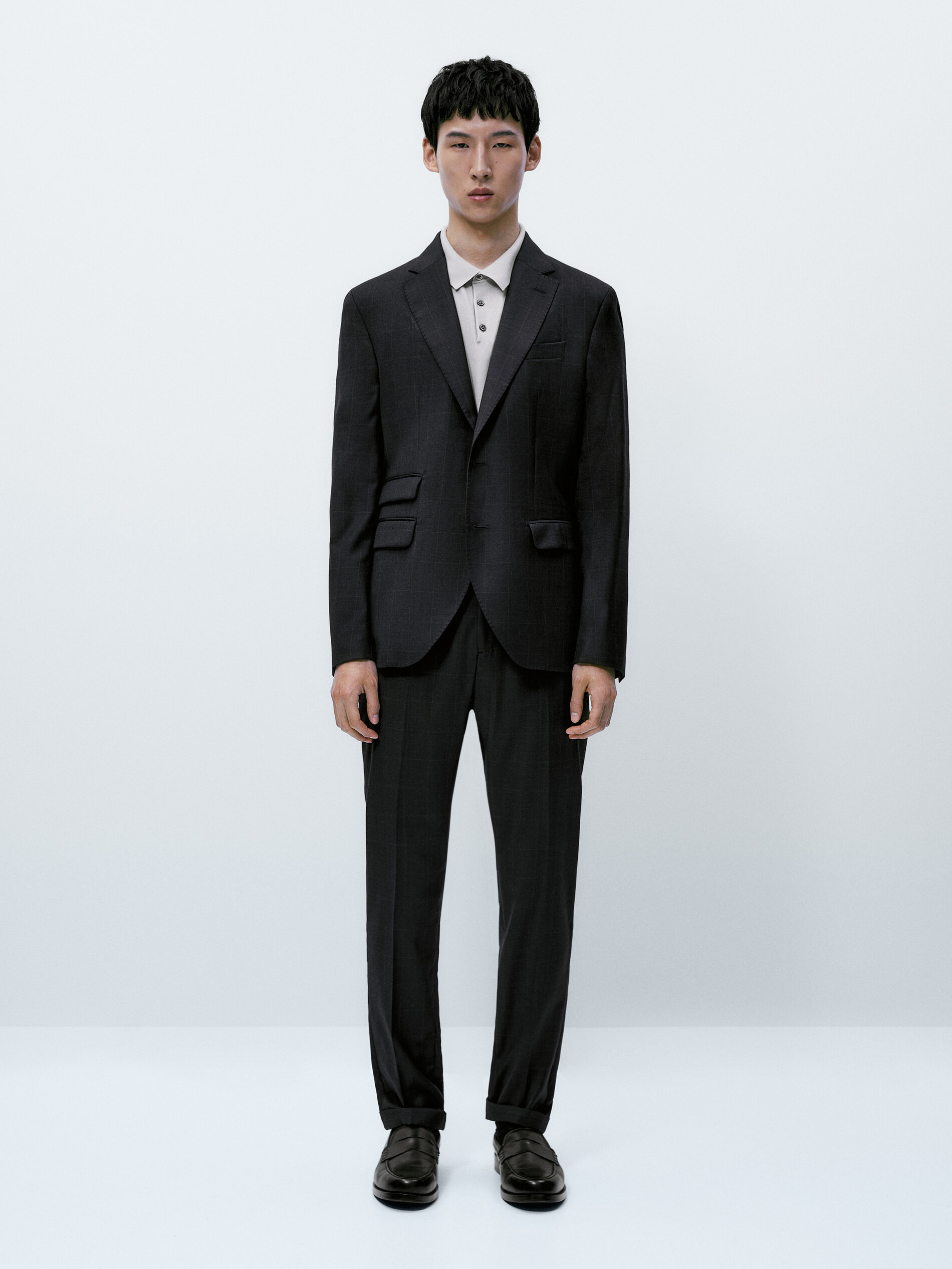 Pantalón traje cuadros azul marino lana - AZUL MARINO