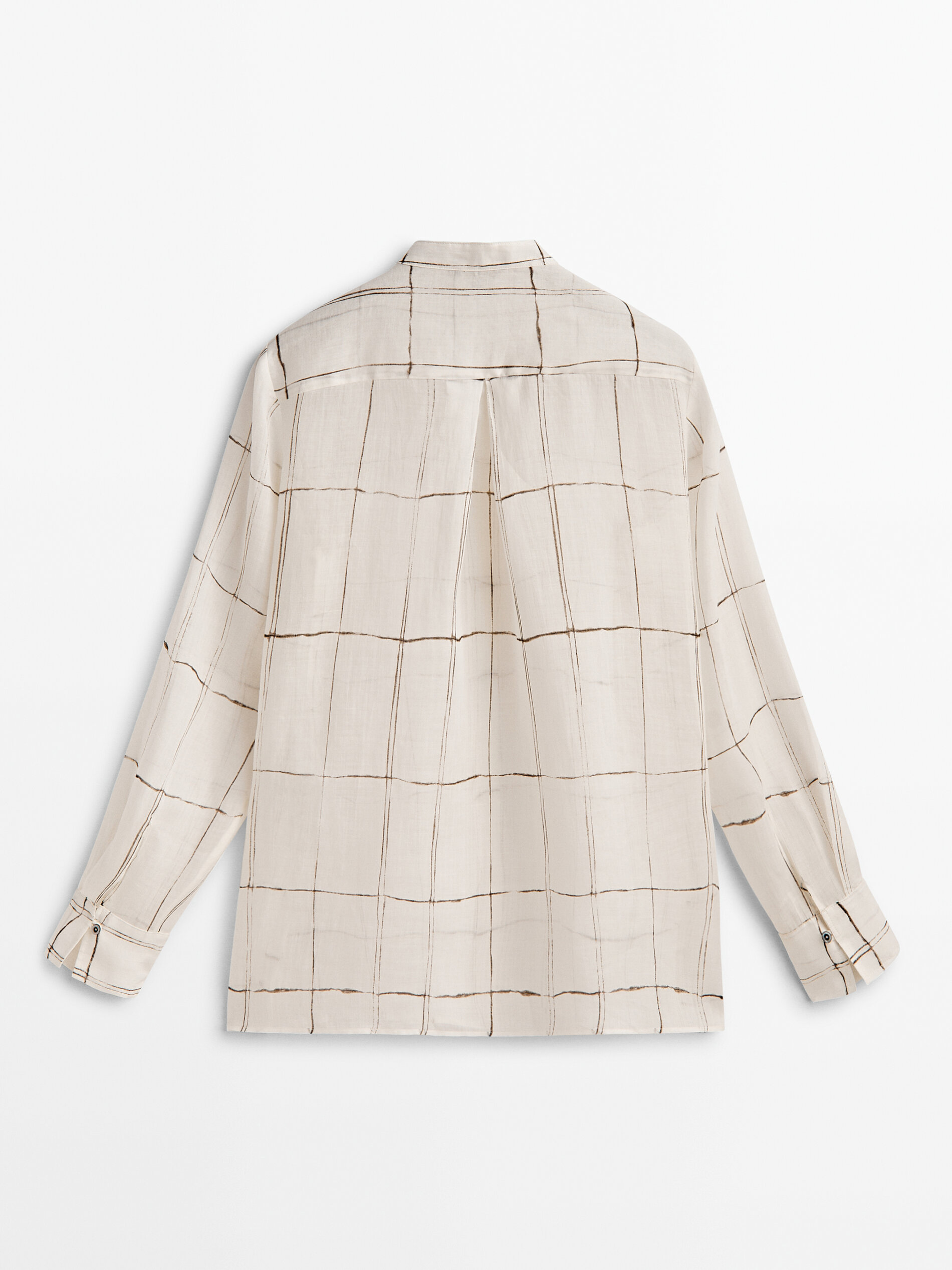Camisa estampado cuadros cuello mao - CRUDO