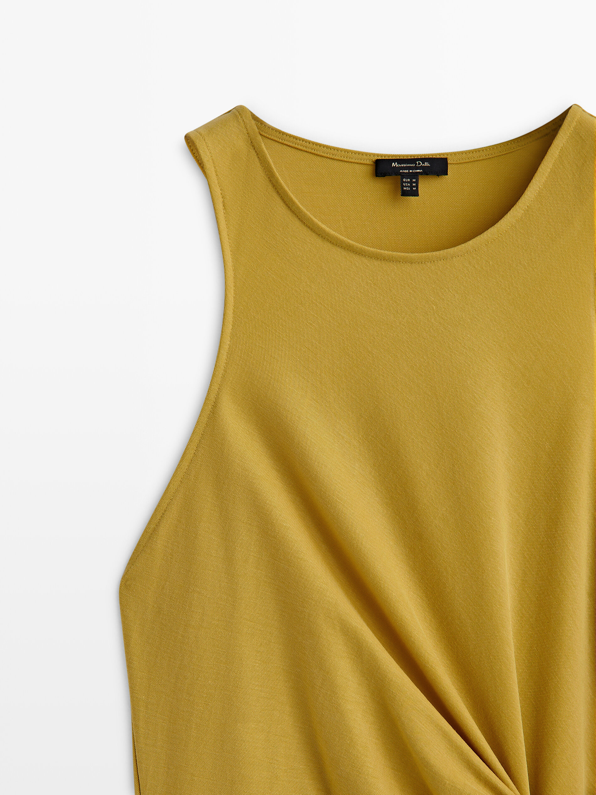 Vestido midi detalle nudo - AMARILLO MOSTAZA