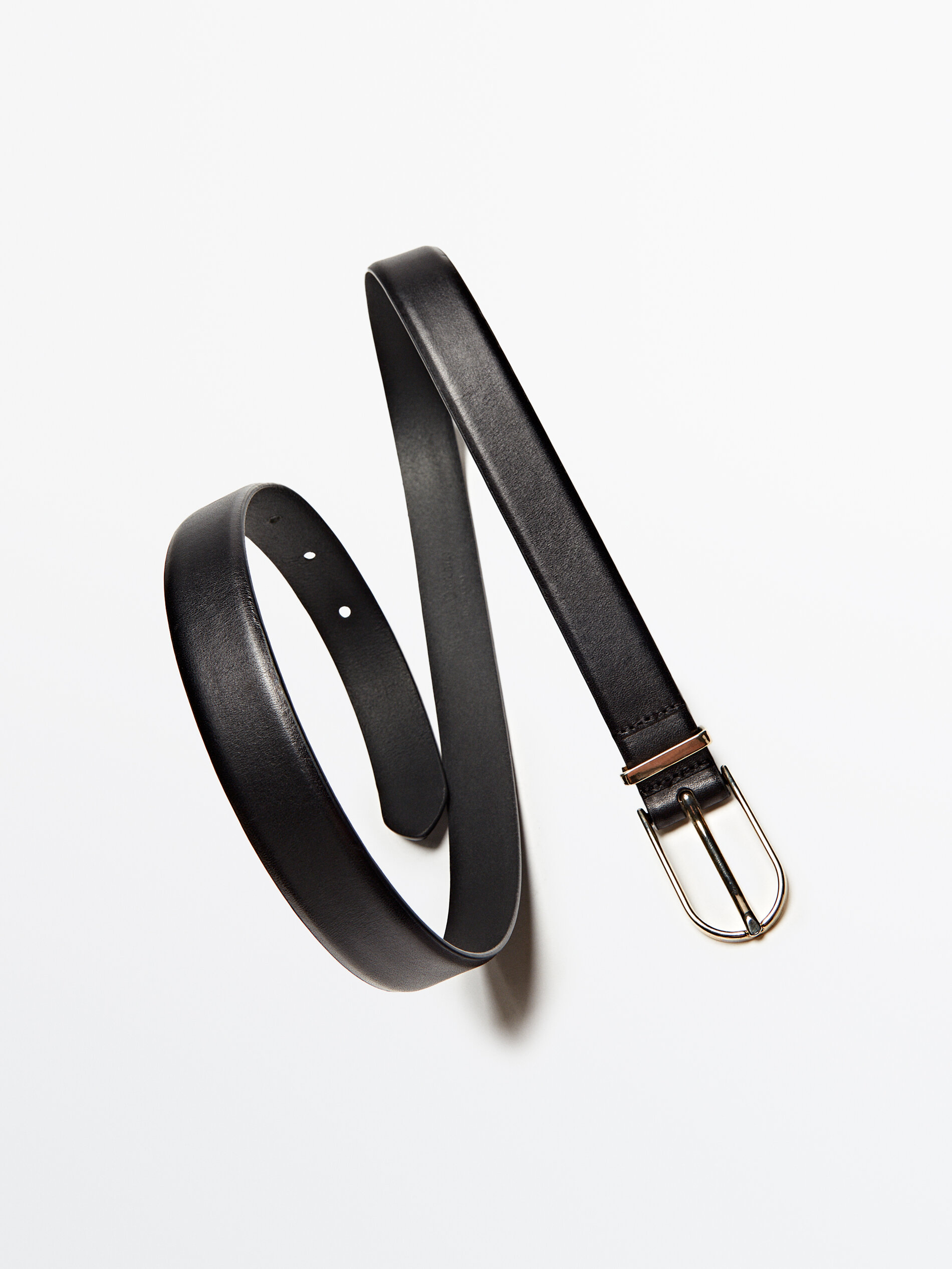 Cinturón piel pasador fino - NEGRO