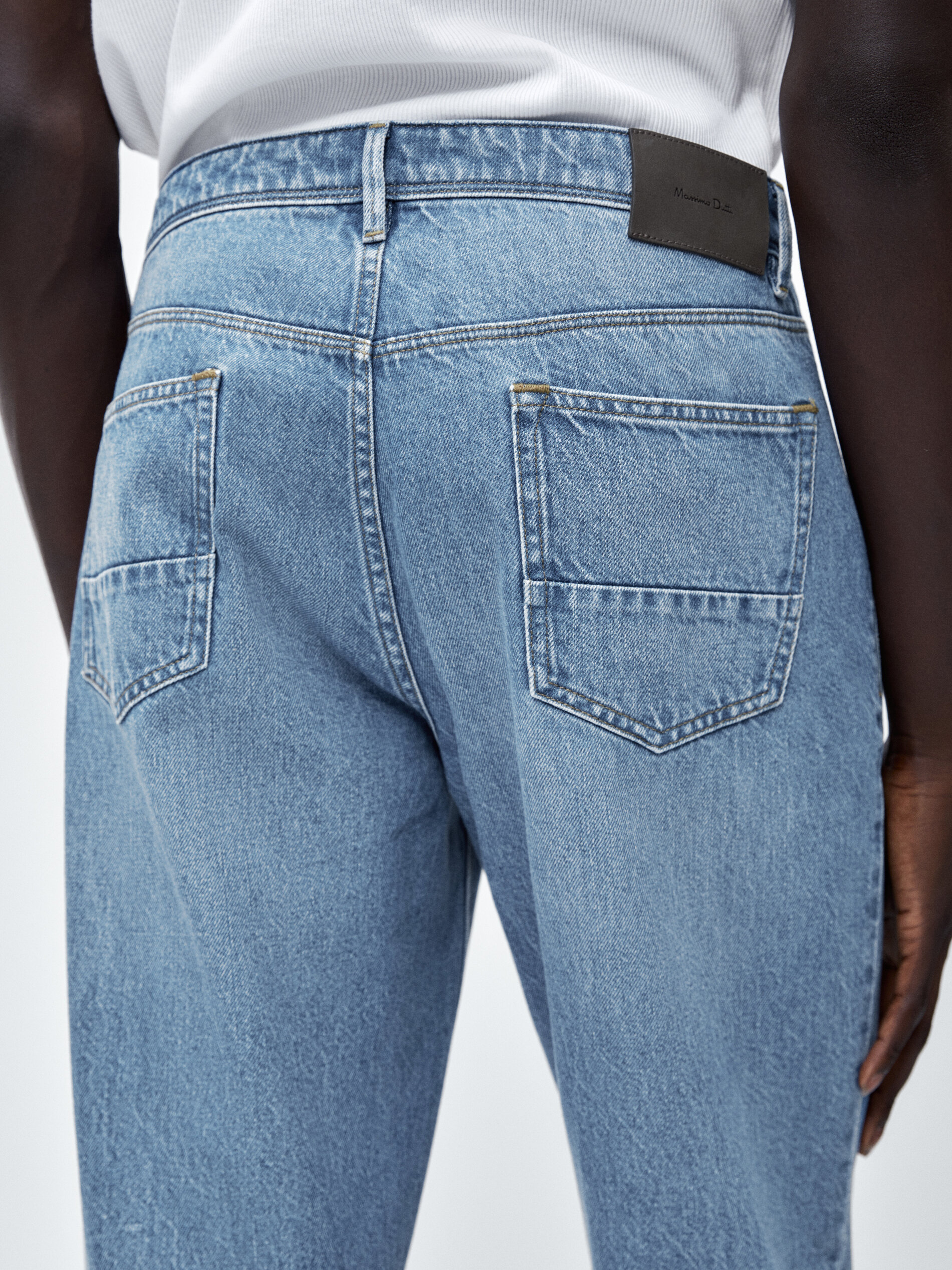 Pantalón vaquero mid bleach tapered fit - INDIGO