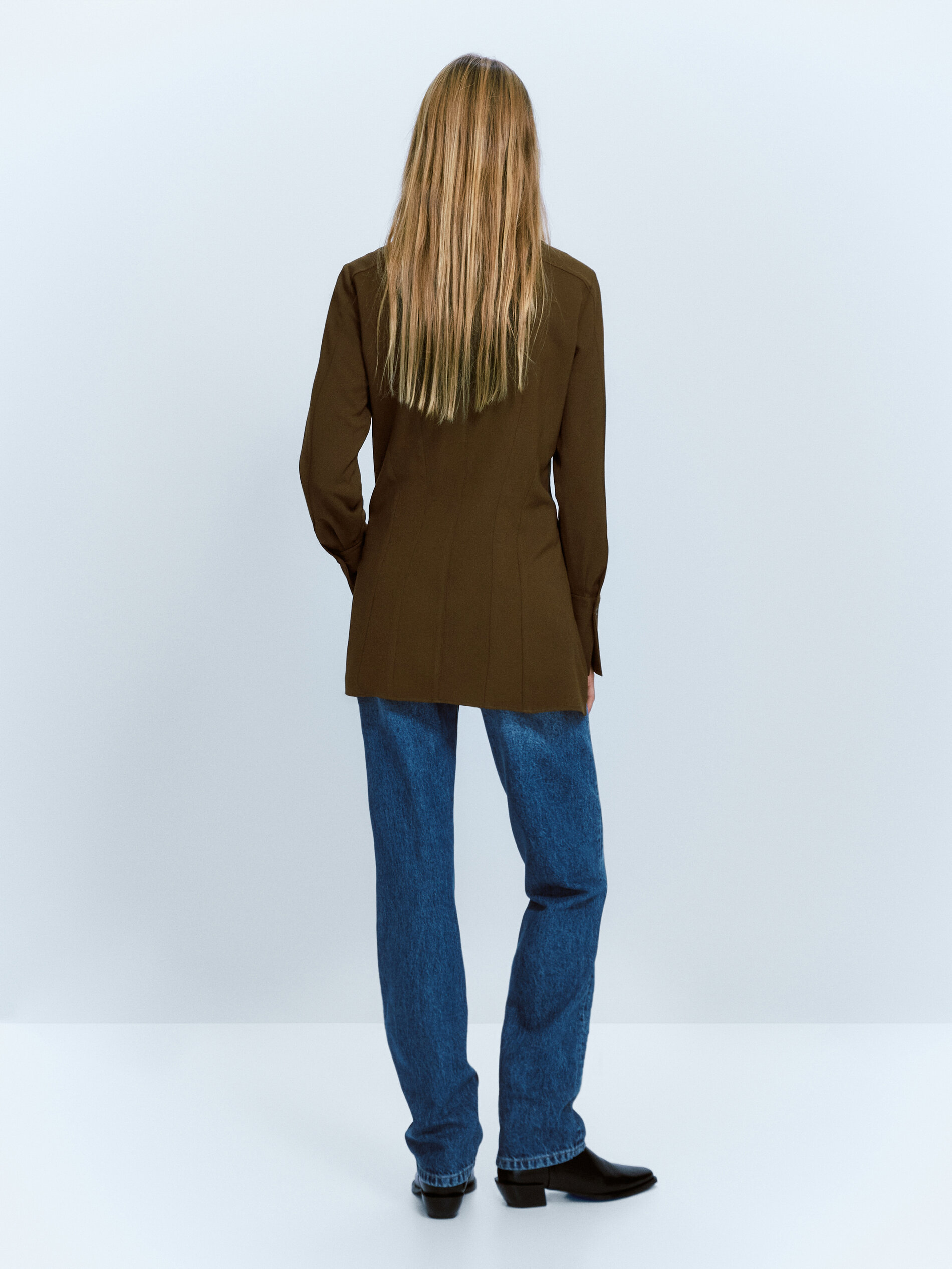 Camisa entallada costuras - KAKI