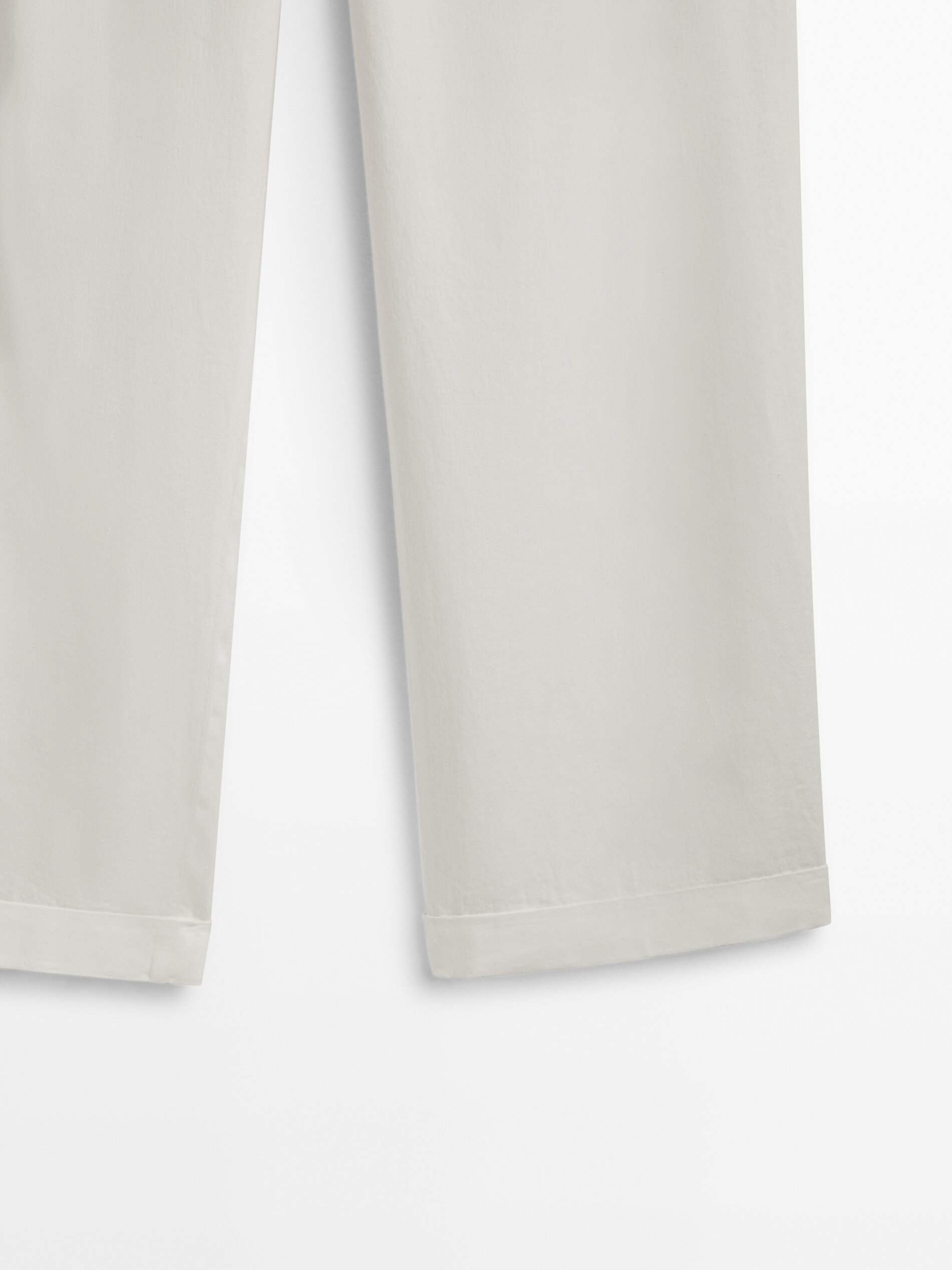 Pantalón pinzas mezcla lino - CRUDO