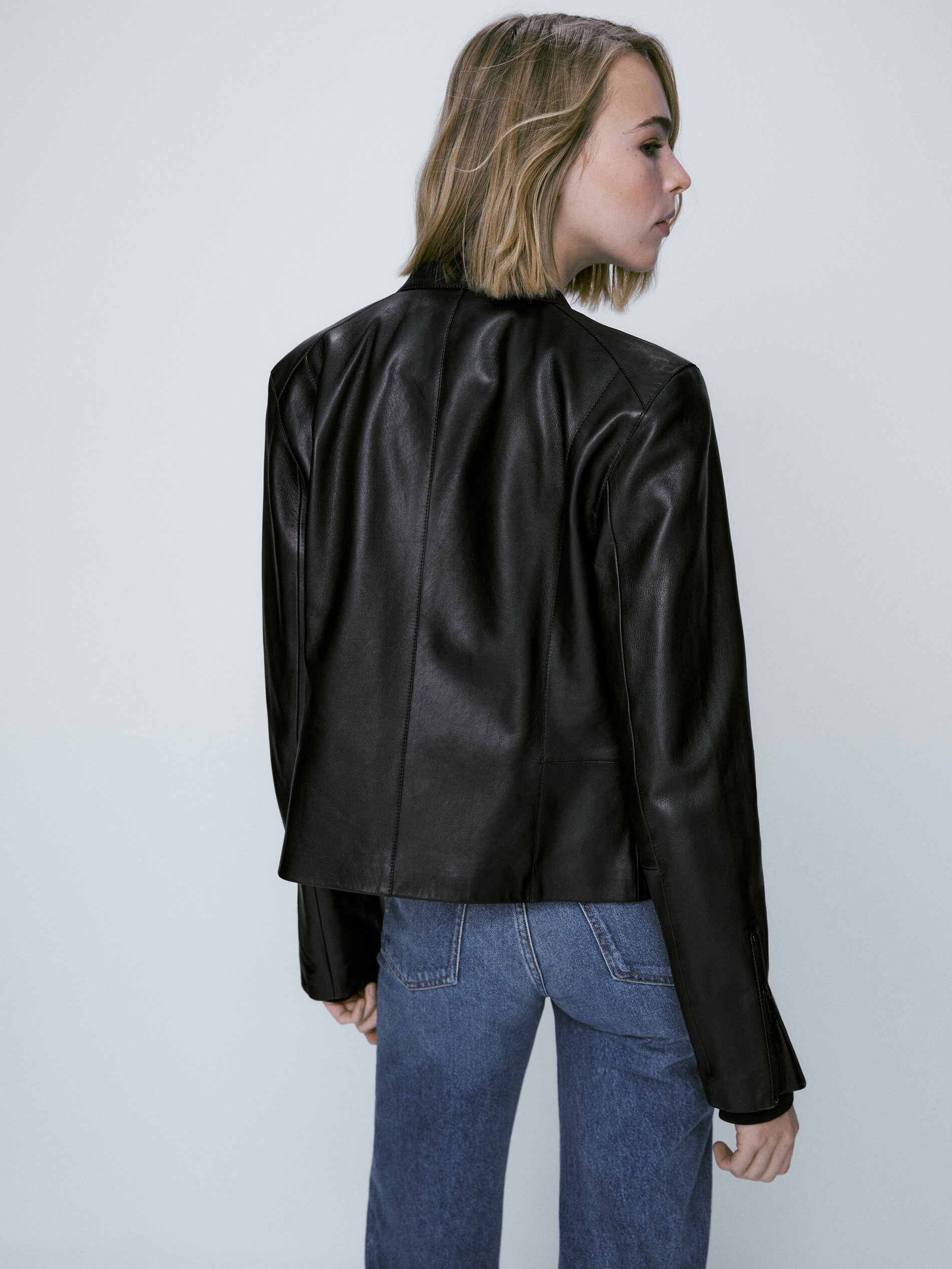 Chaqueta piel napa negra - NEGRO