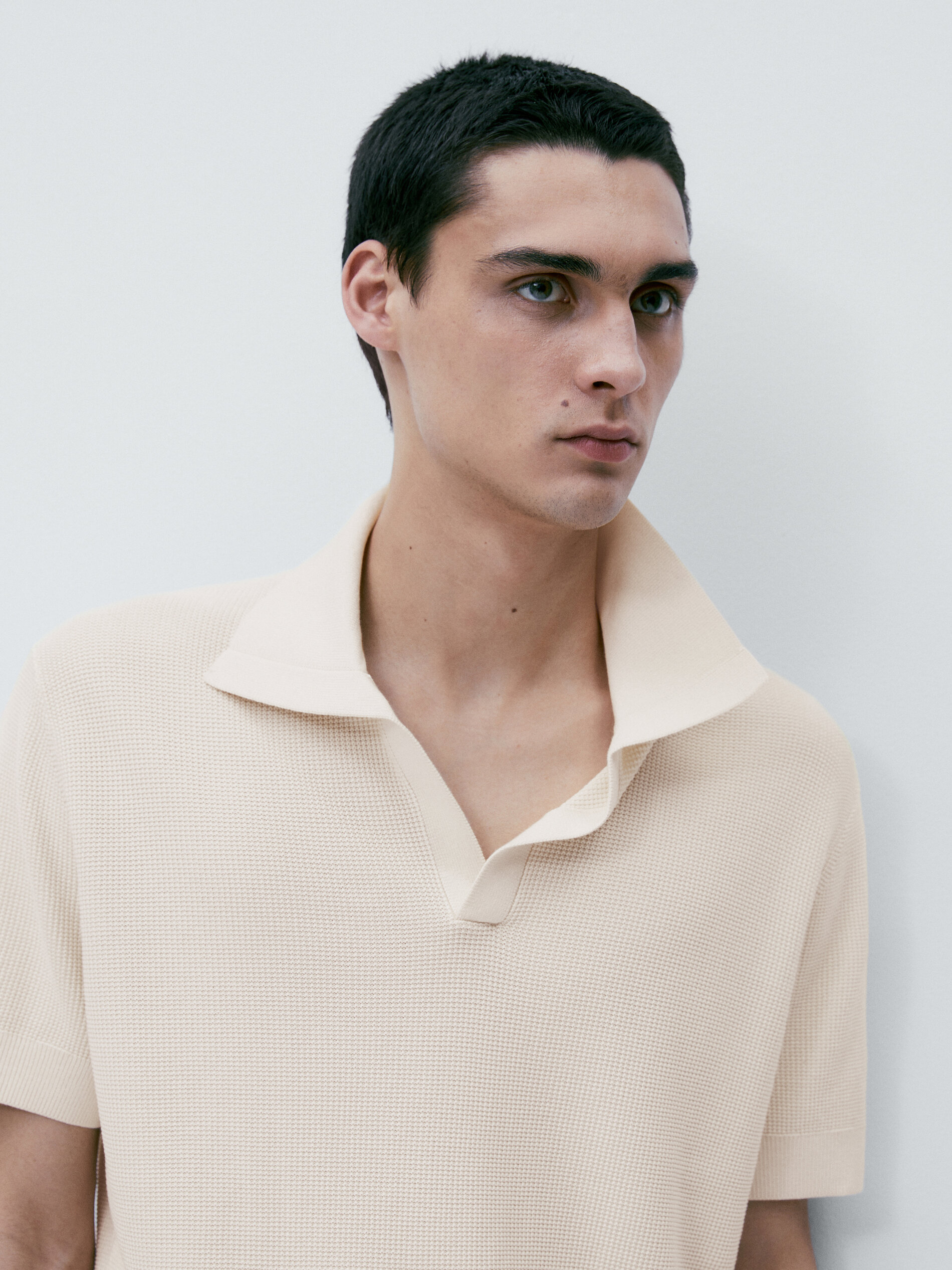 Jersey polo estructura cuello ancho - CRUDO