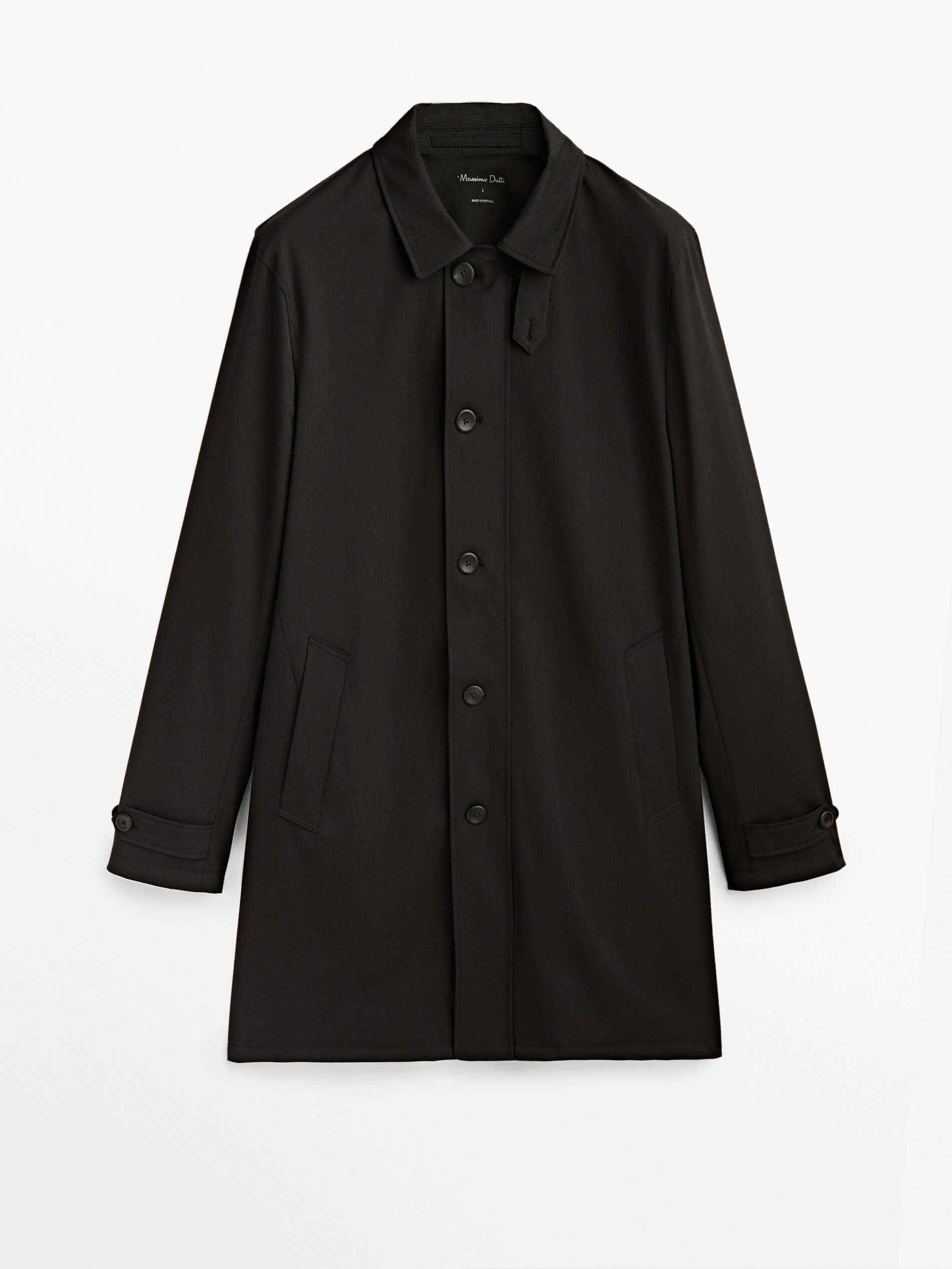 Chaqueta trench con lana - NEGRO