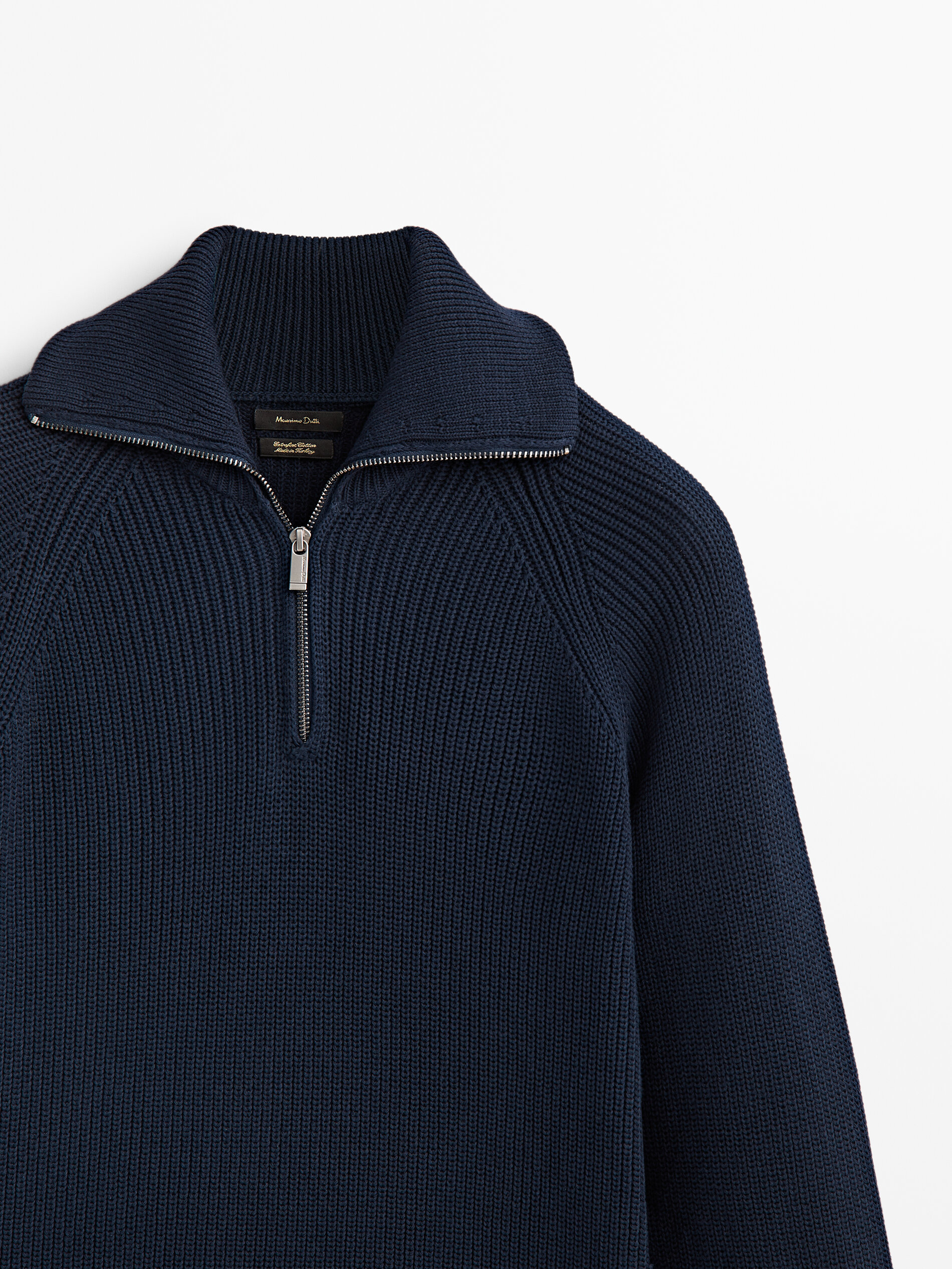 Jersey de punto cuello mock cremallera - AZUL MARINO
