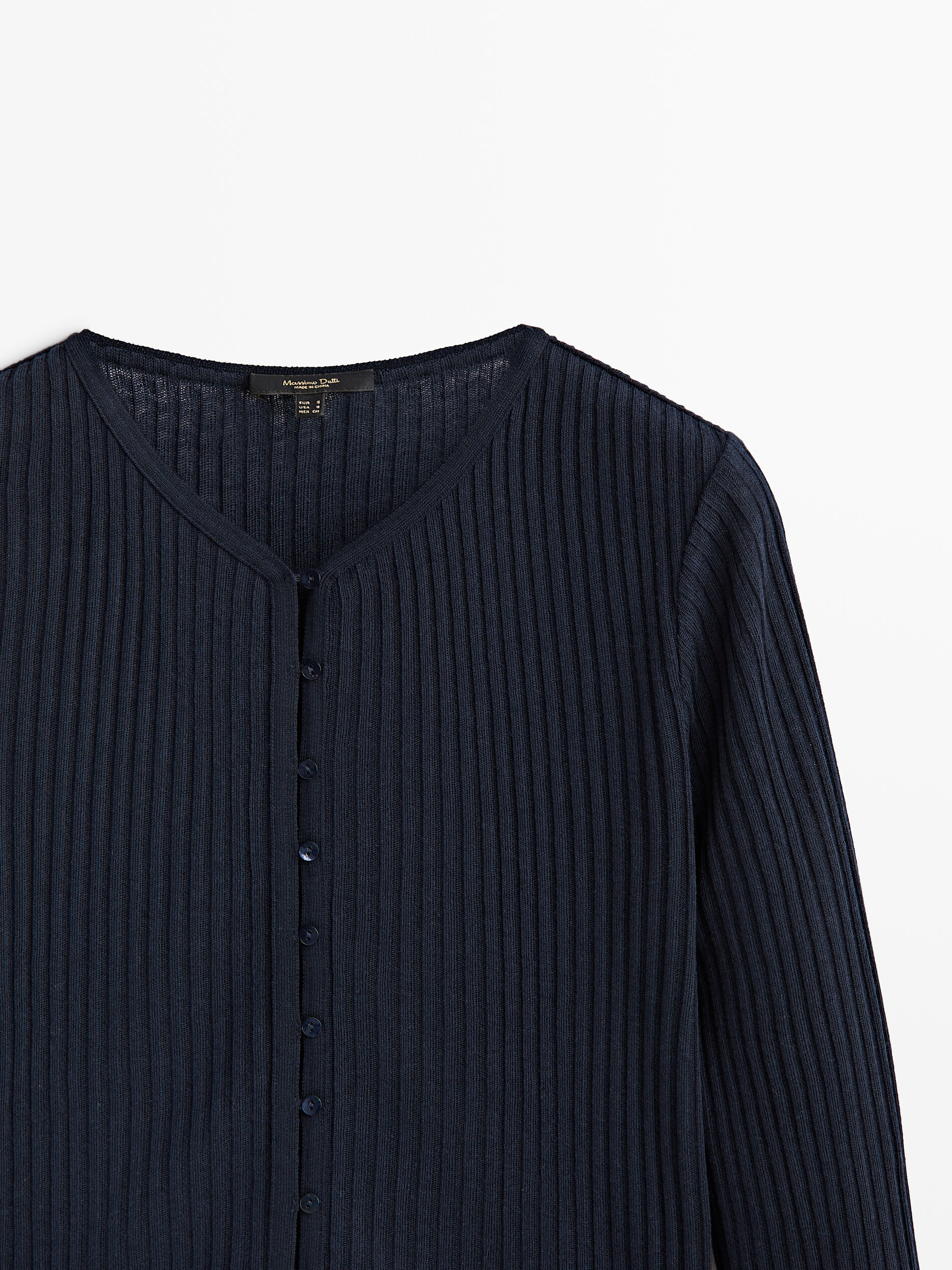 Cárdigan canalé botones - AZUL MARINO