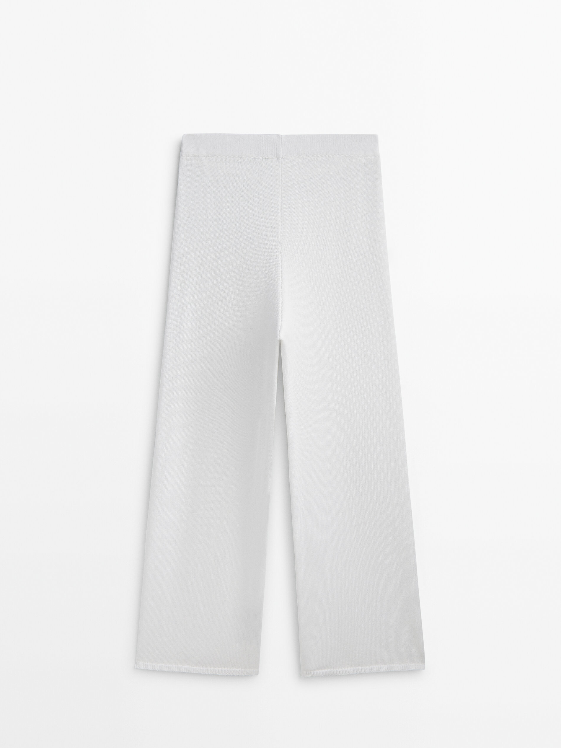 Pantalón punto bajo canalé conjunto - BLANCO