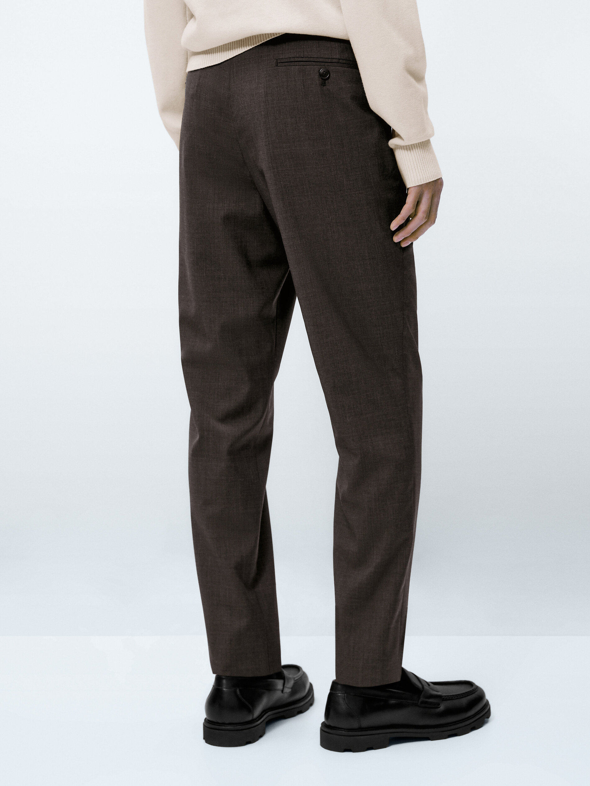 Pantalón traje marrón 100% lana - MARRÓN