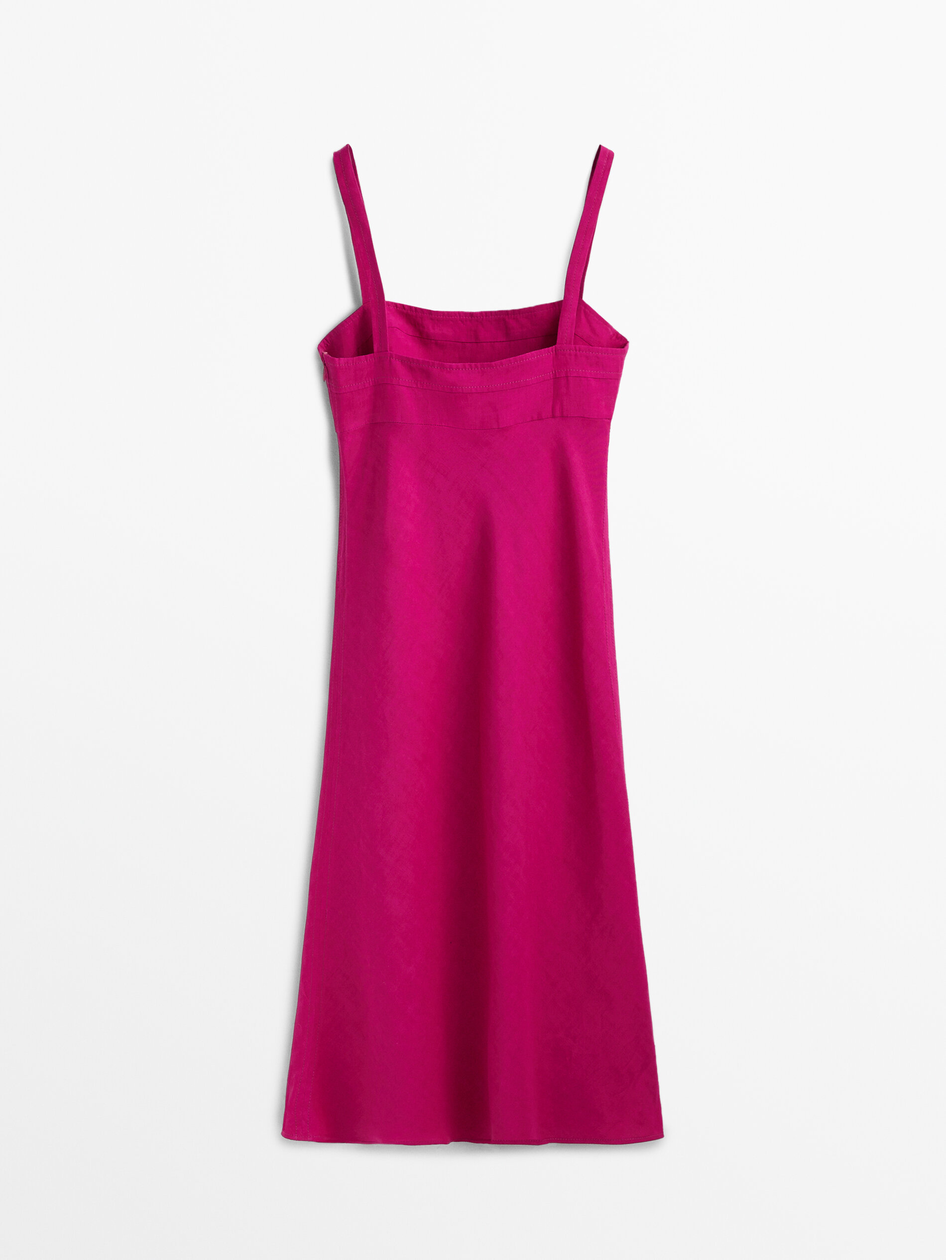 Vestido midi con lino tirantes - Buganvilla