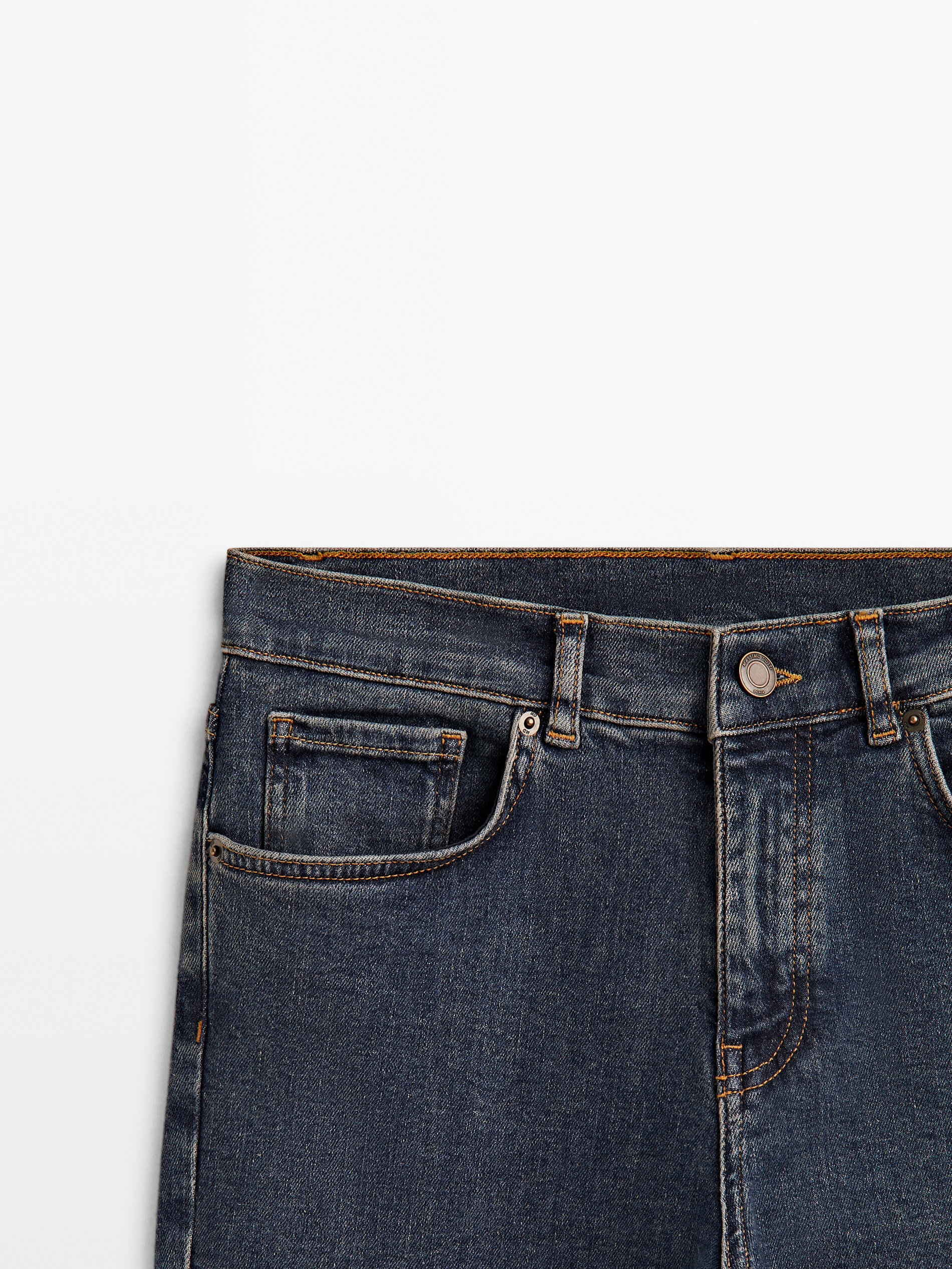 Pantalón vaquero tiro alto recto stretch - AZUL MEDIO