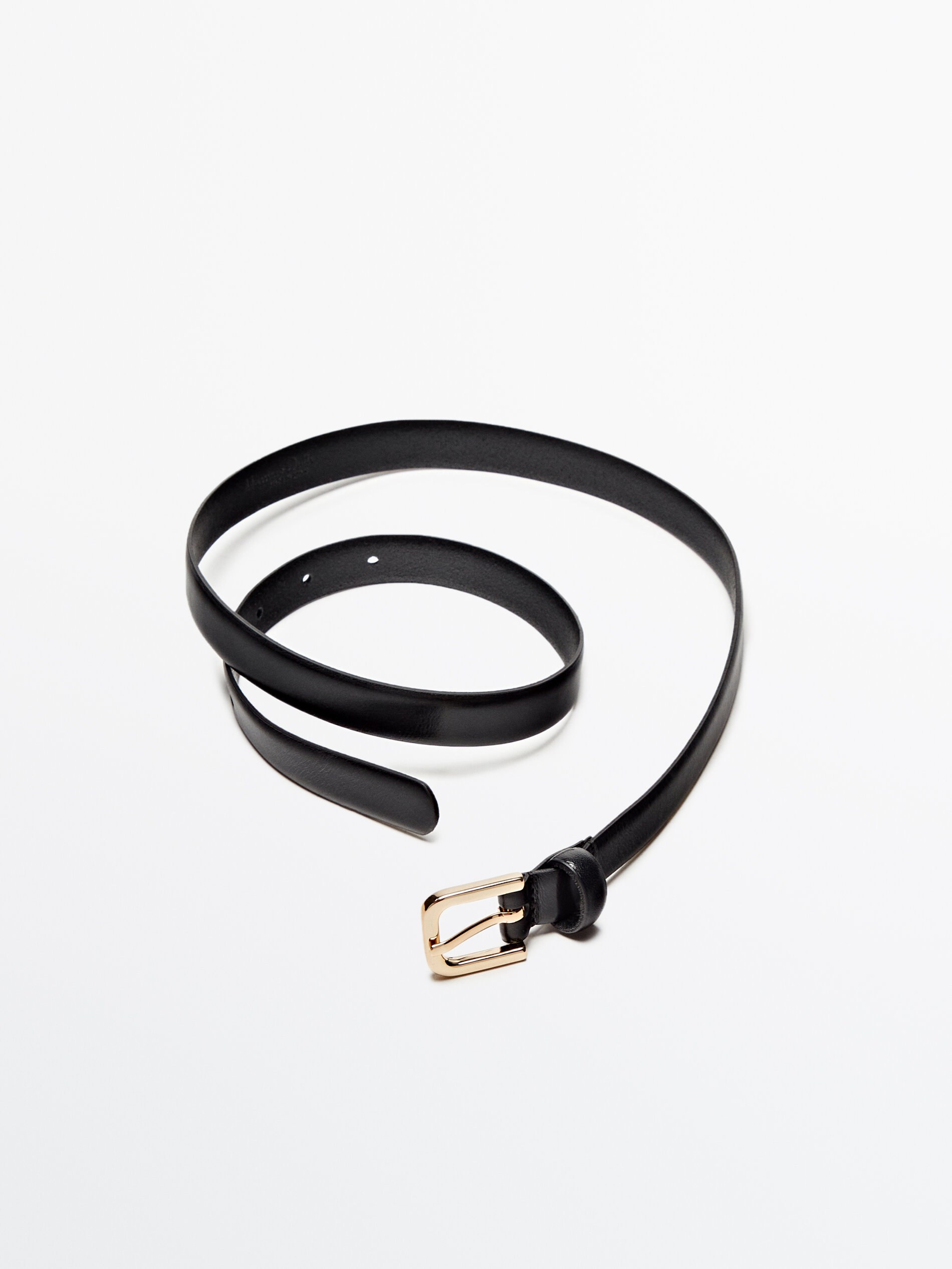 Cinturón piel hebilla dorada - NEGRO