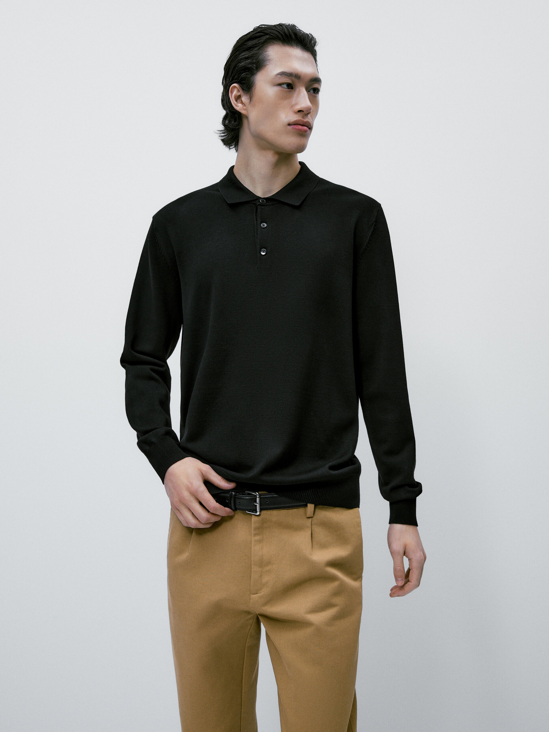 Jersey punto cuello polo confort - NEGRO