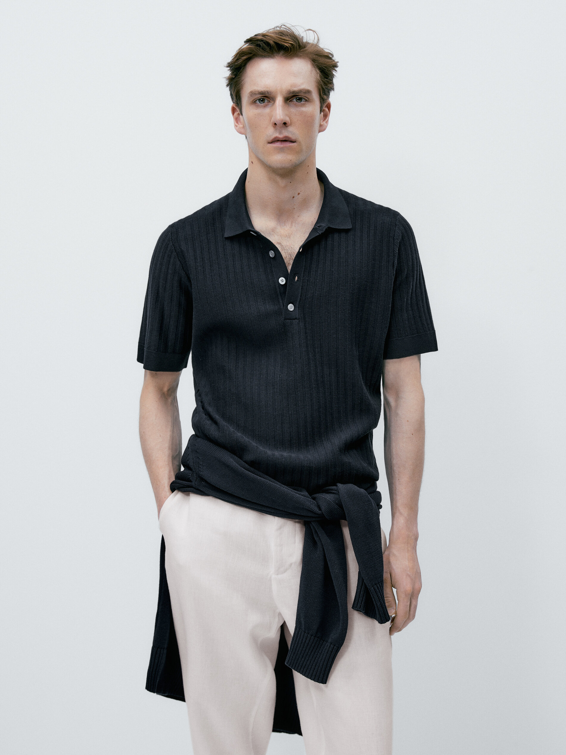 Jersey polo punto estructura vertical - AZUL MARINO