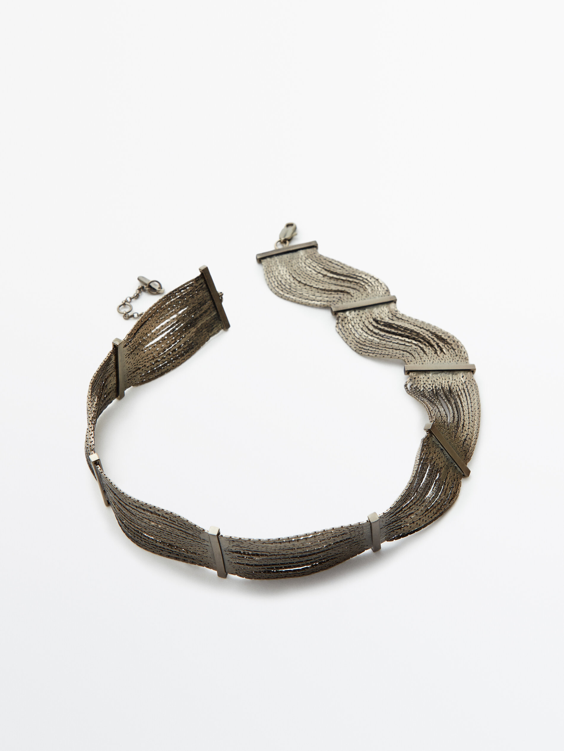 Collar choker cascada mini cadena - Plata