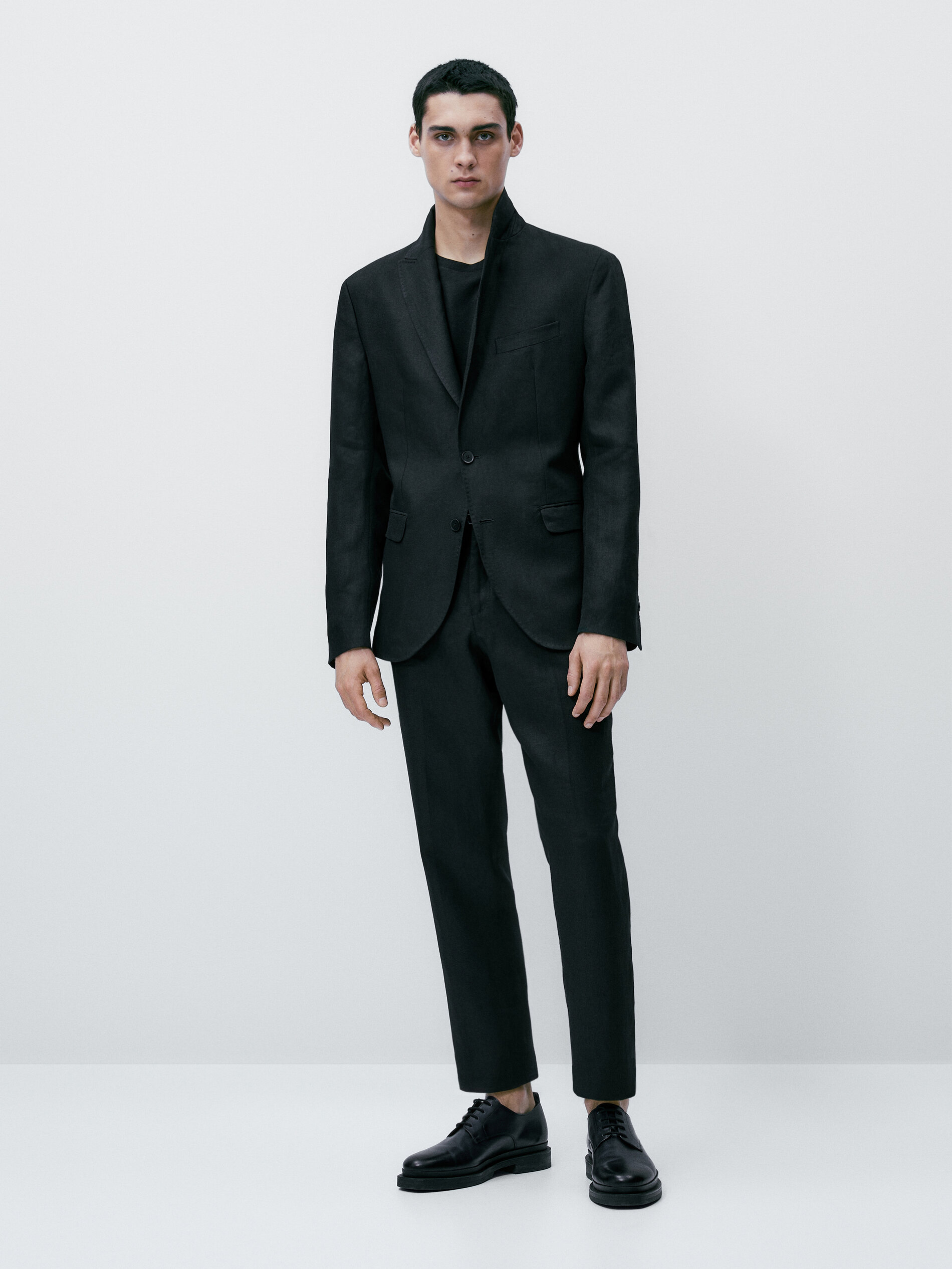 Americana traje negro lino - NEGRO