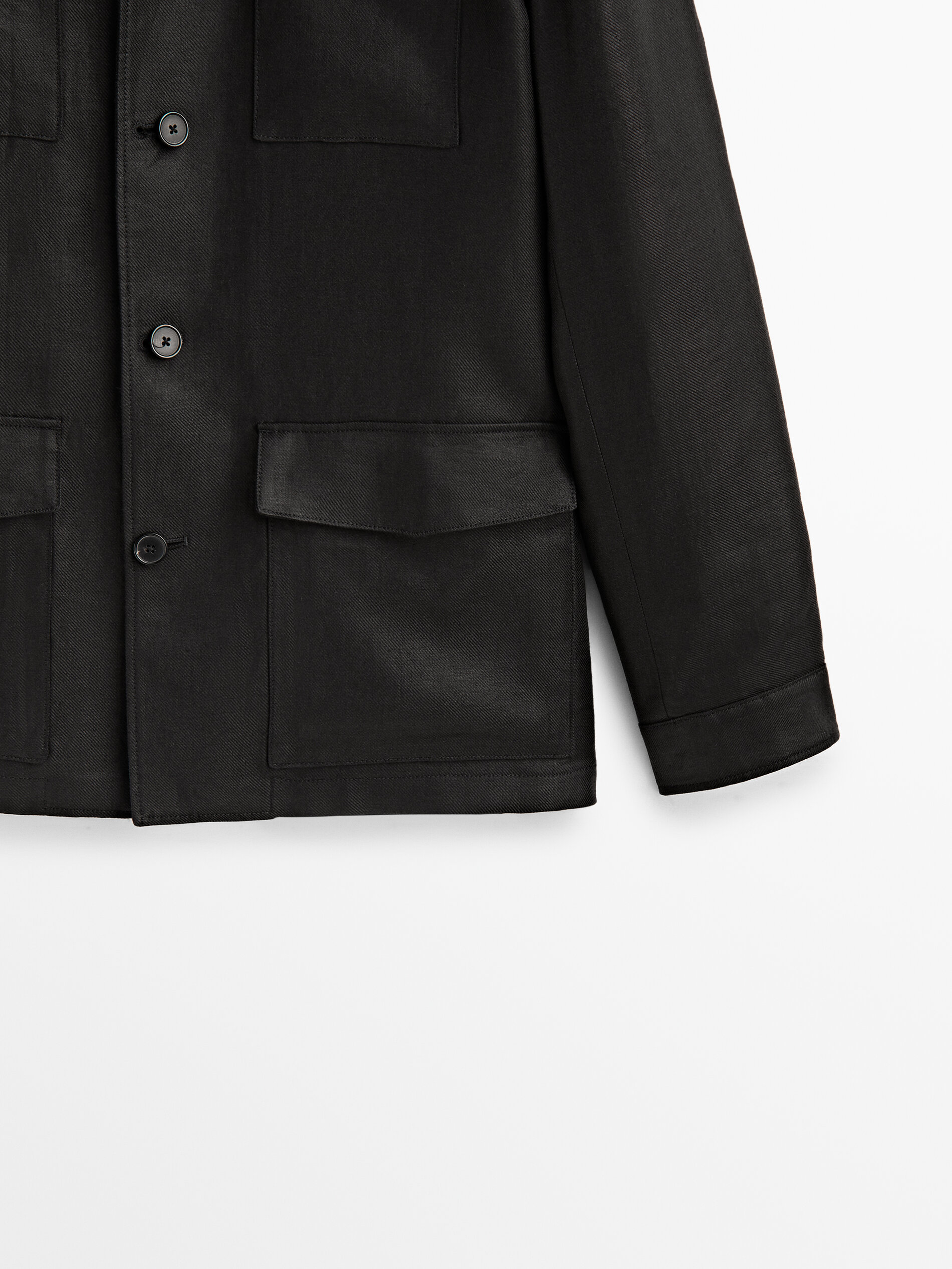 Sobrecamisa sarga 100% lino - NEGRO