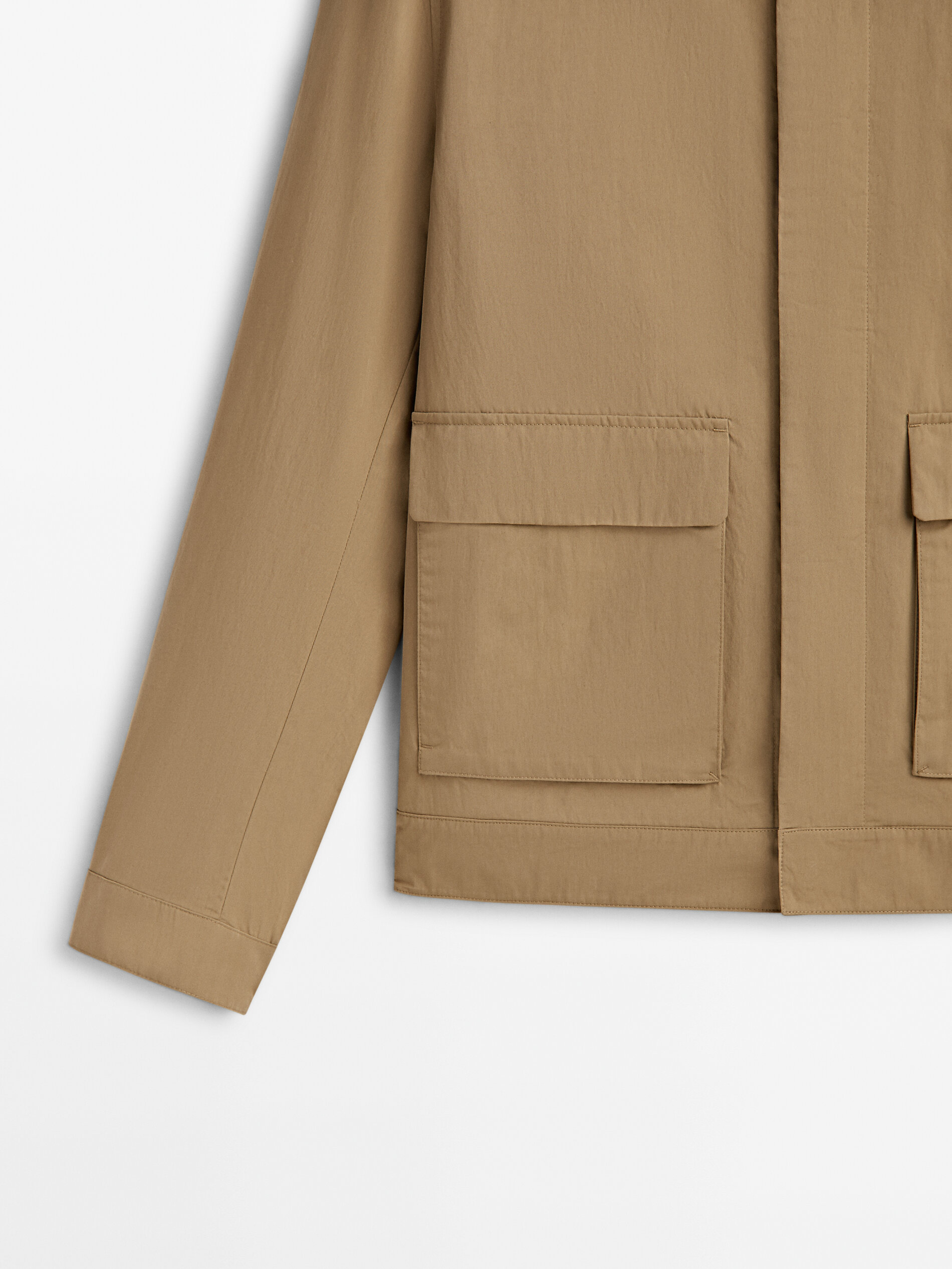 Chaqueta cuello mao mezcla algodón - TOSTADO CLARO