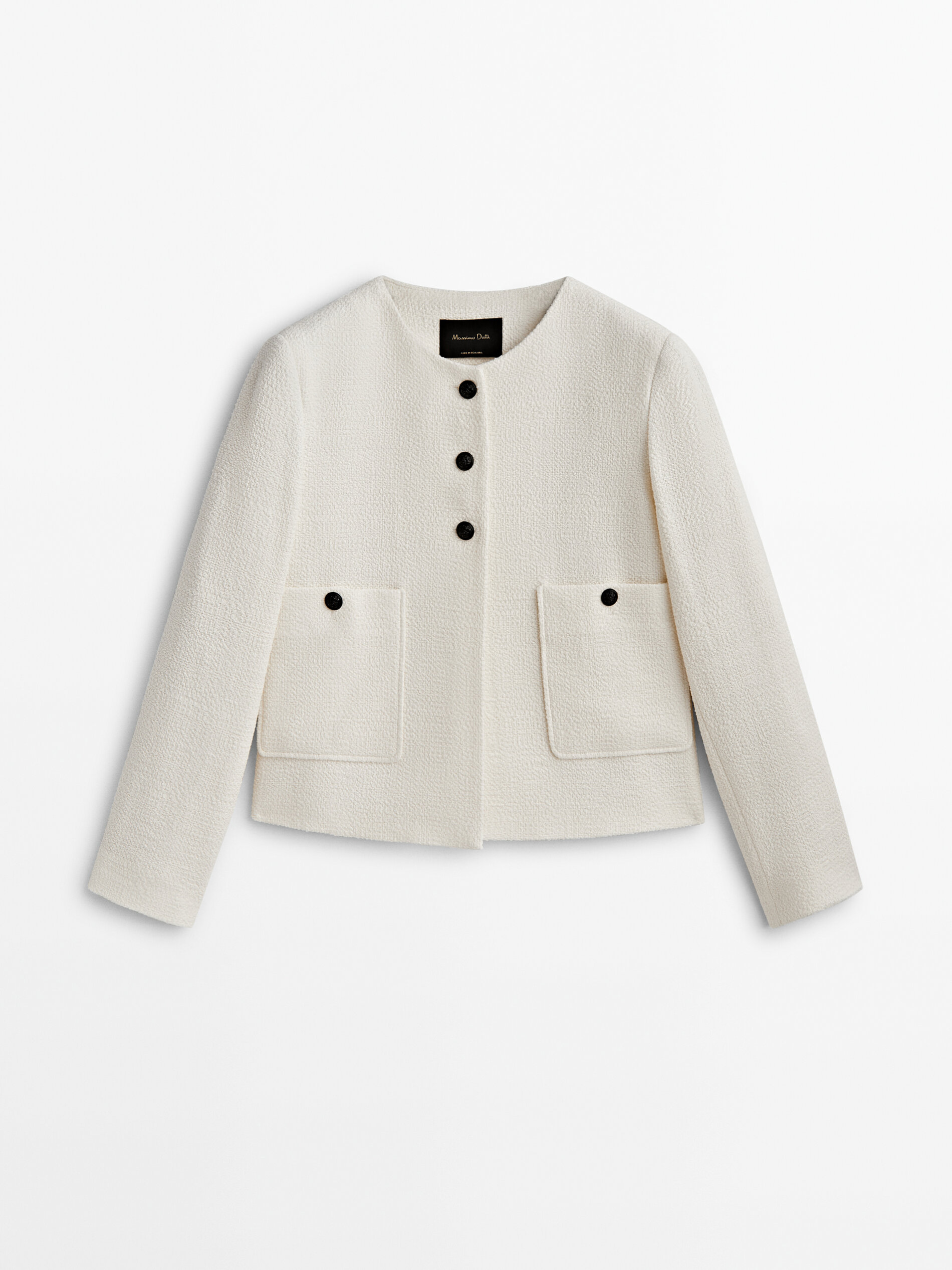 Chaqueta corta botones contraste - CRUDO