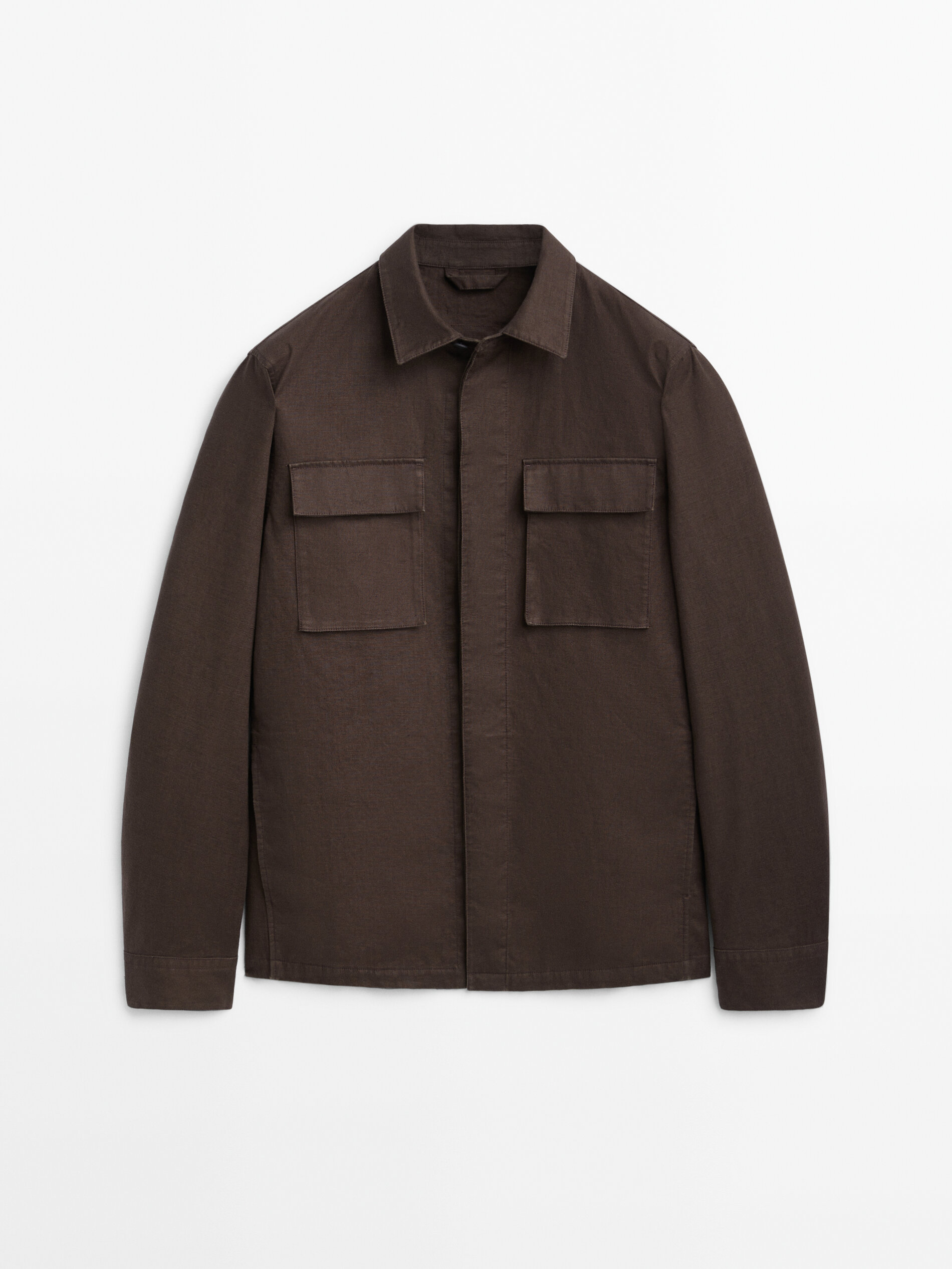 Sobrecamisa mezcla lino 3 layers - MARRÓN