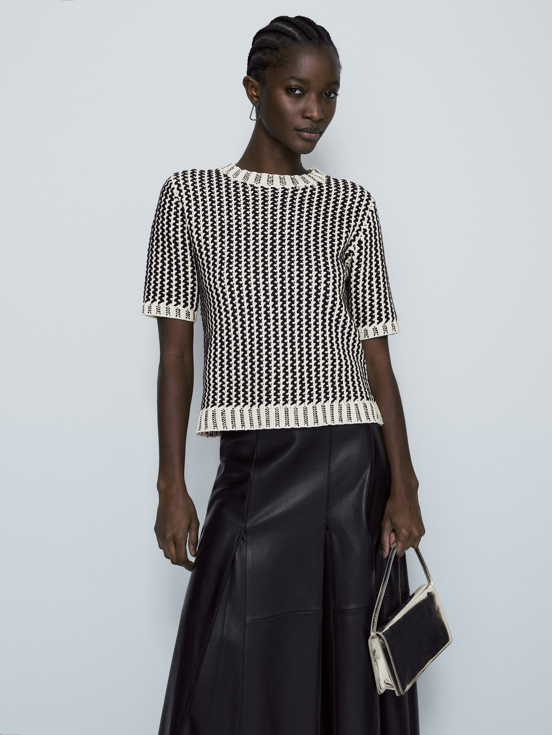 Jersey punto manga corta zigzag - AZUL MARINO