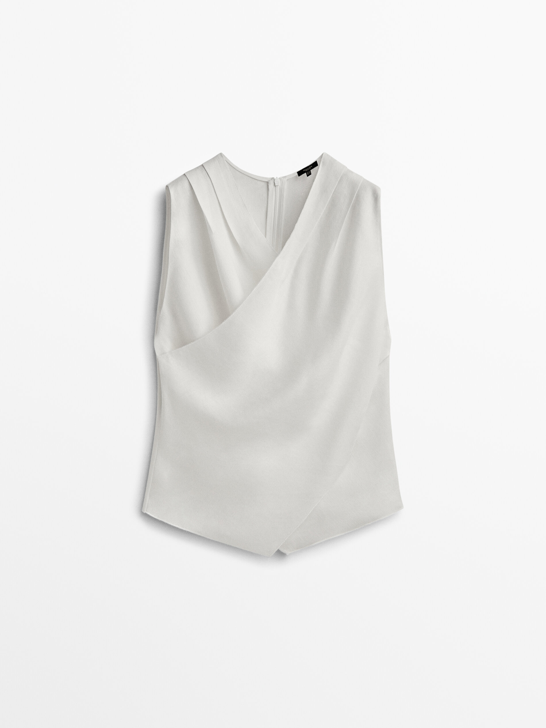 Top cruzado con lino - BLANCO