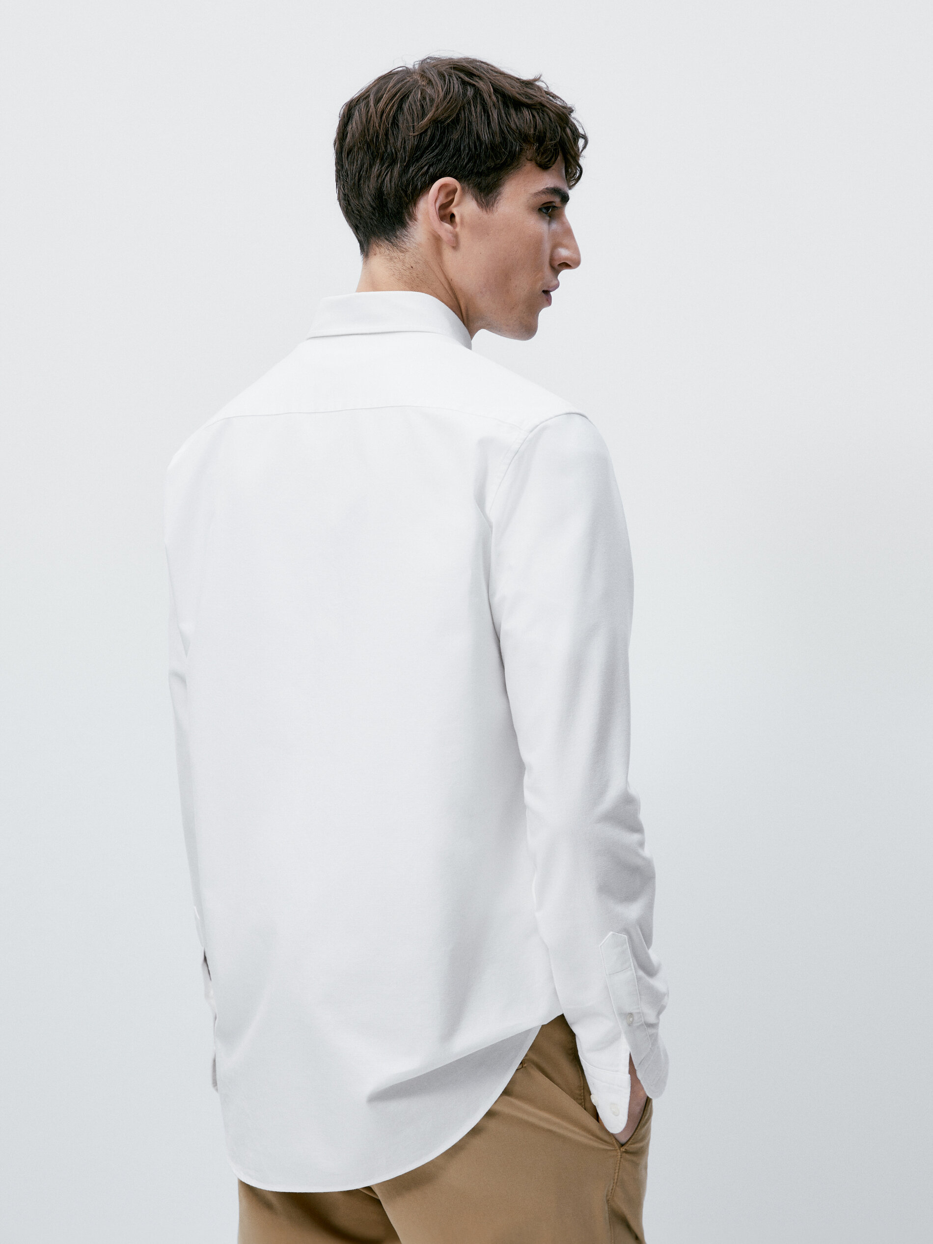 Camisa oxford algodón slim fit - BLANCO