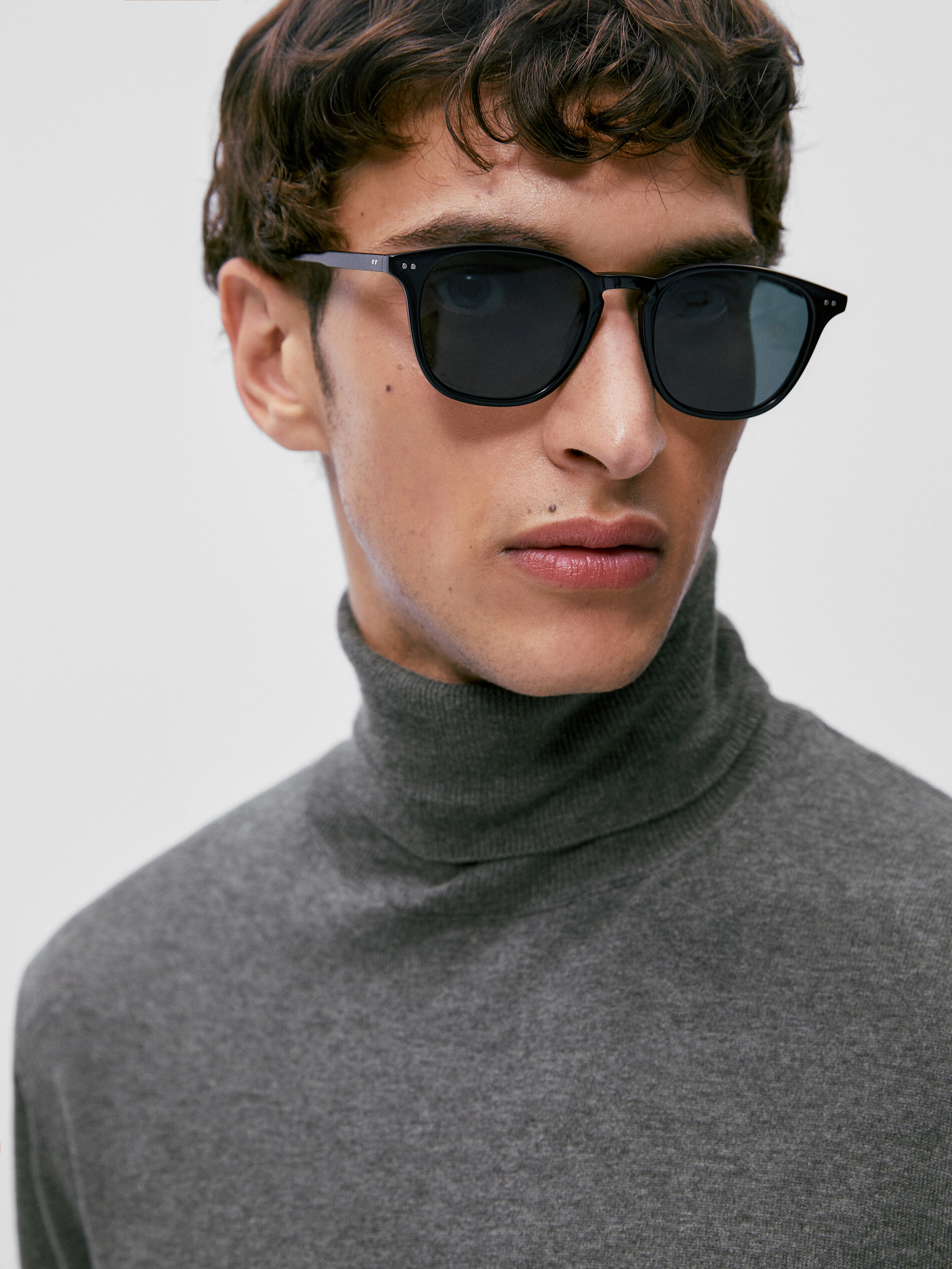 Jersey cuello alto algodón cashmere seda - GRIS ANTRACITA