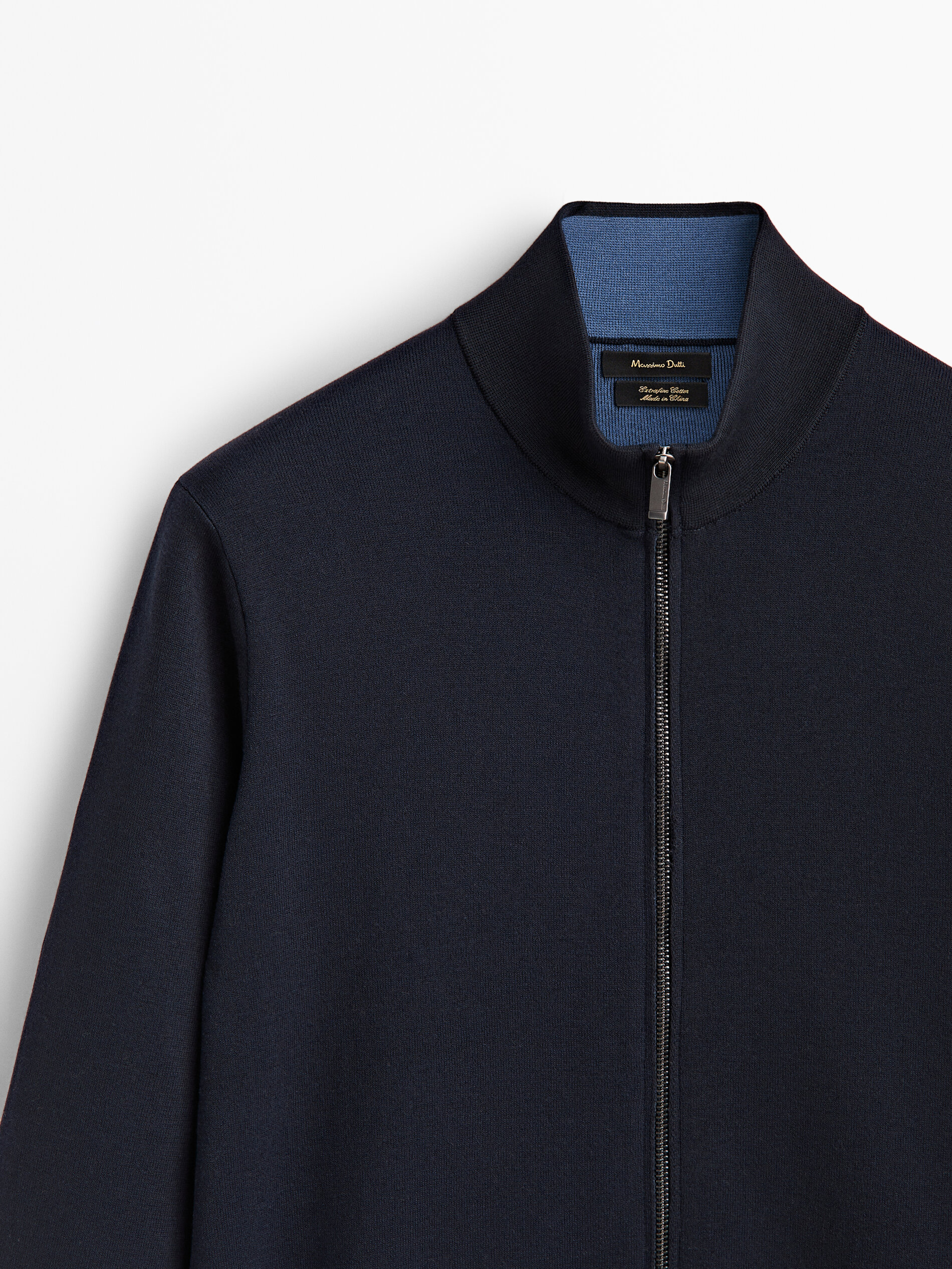 Cárdigan de punto con cremallera - AZUL MARINO