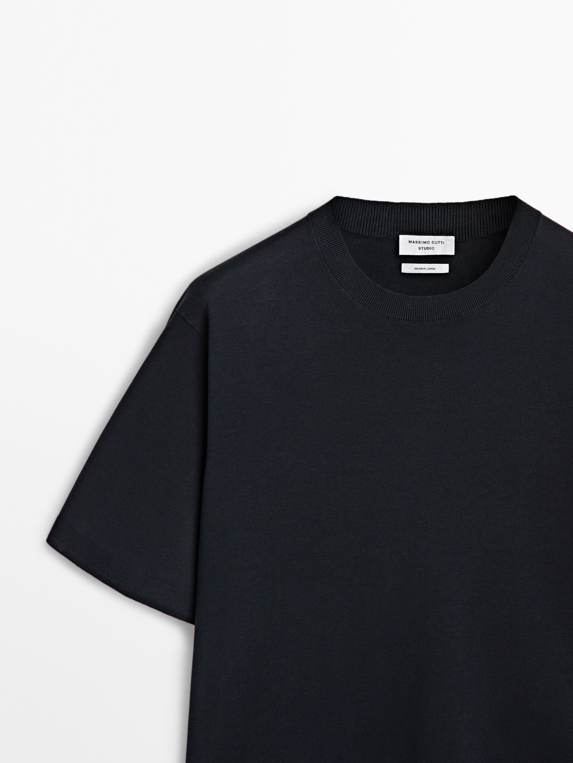 Jersey mezcla algodón seda manga corta -Studio - AZUL MARINO