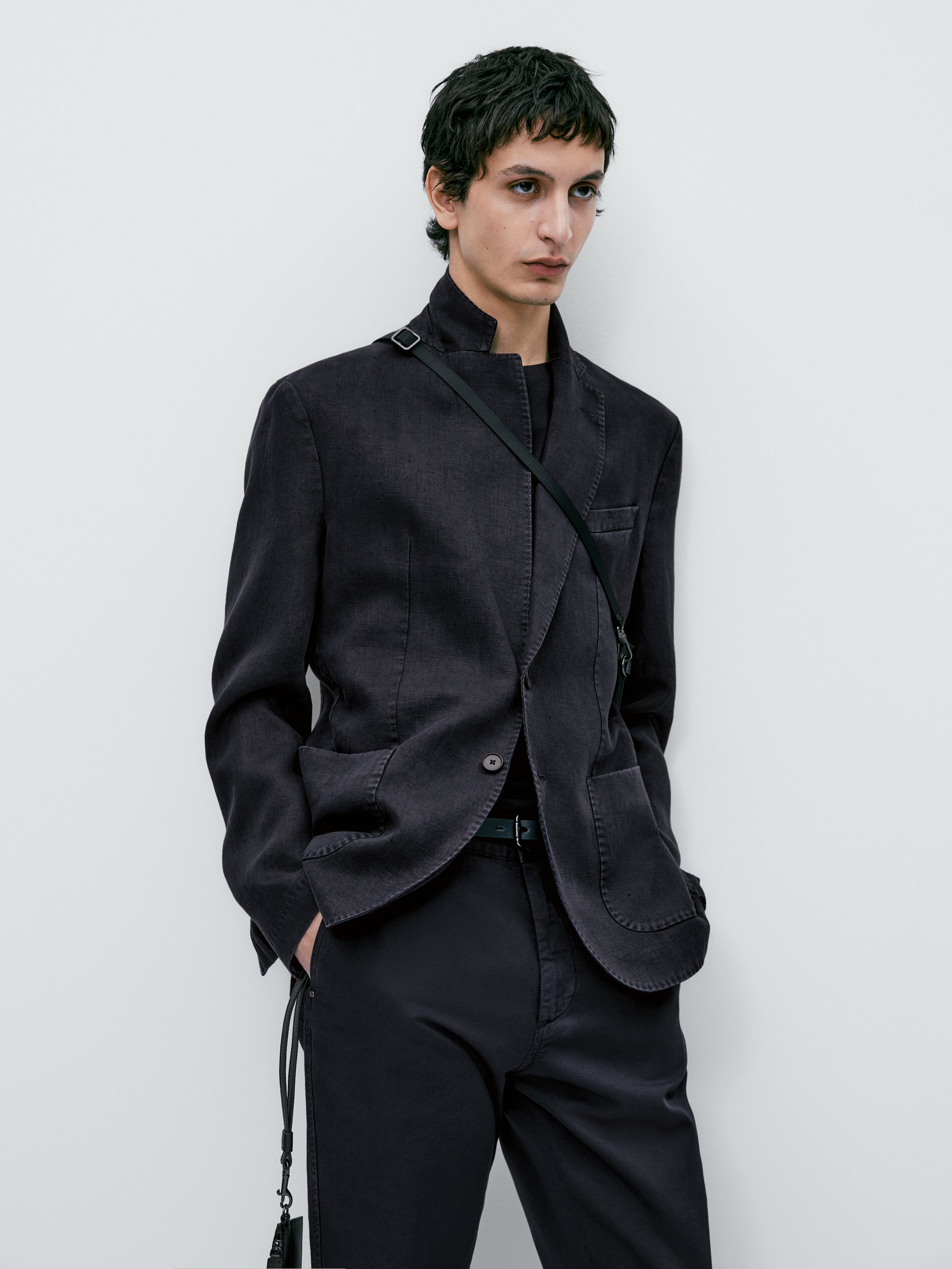 Americana lino tintada azul marino - AZUL MARINO