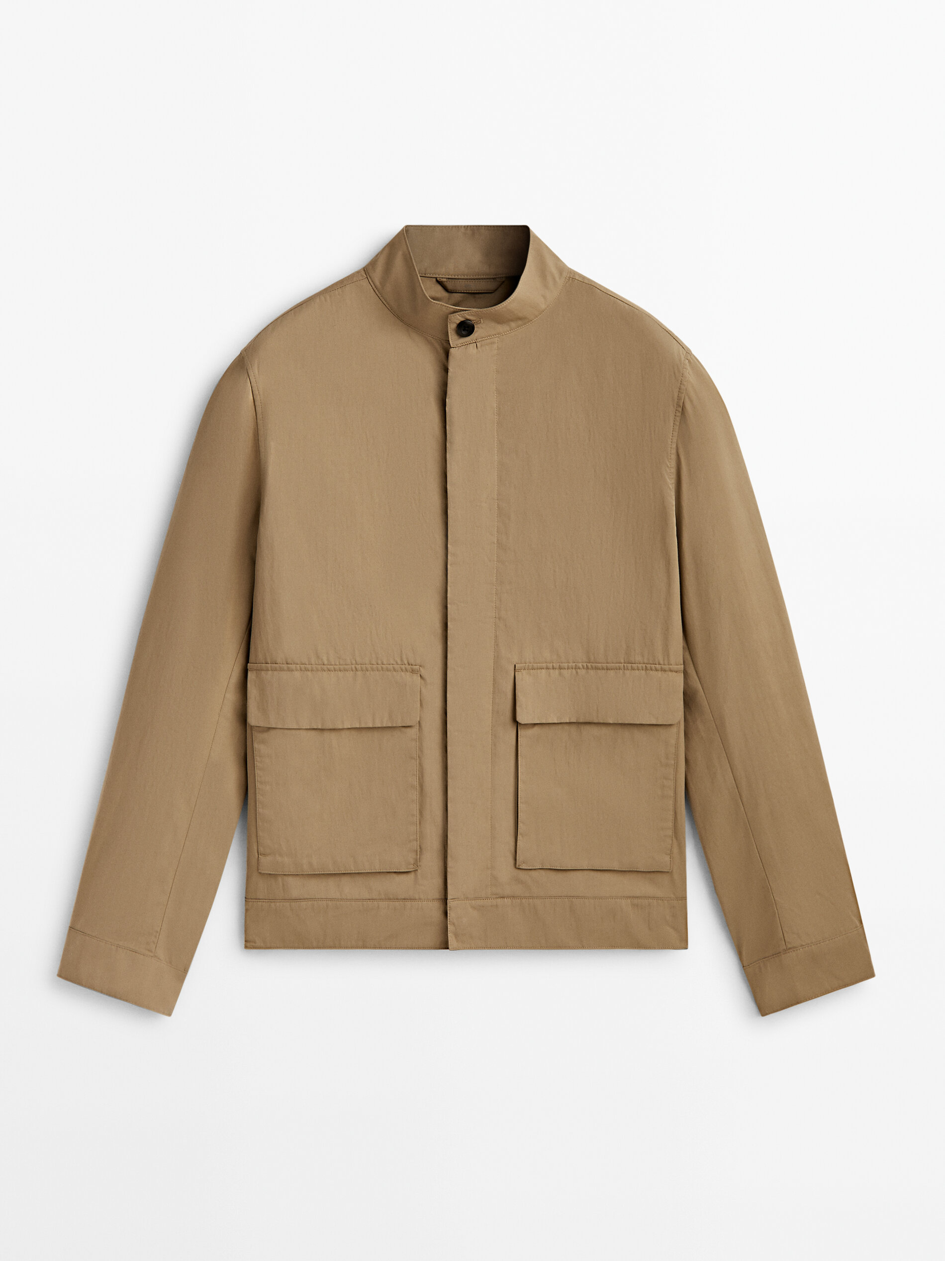 Chaqueta cuello mao mezcla algodón - TOSTADO CLARO