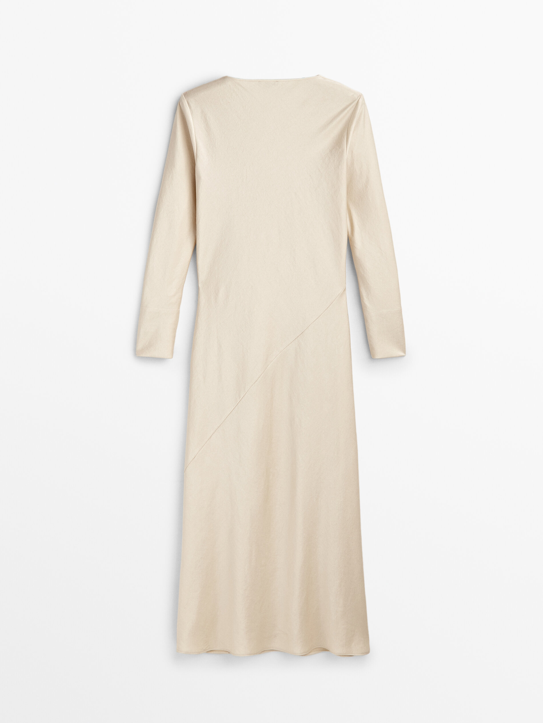 Vestido largo satinado cut out - CHAMPÁN