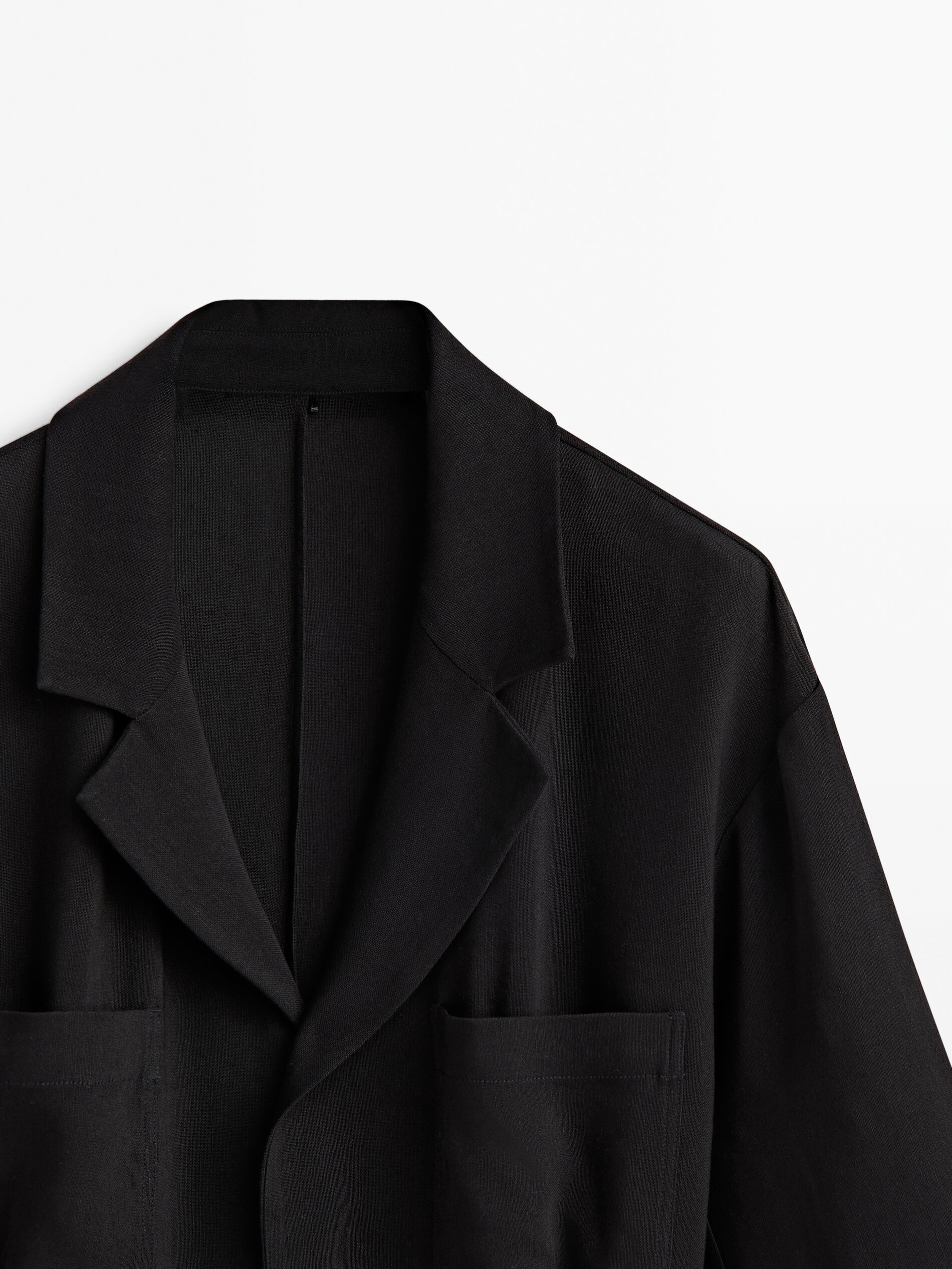 Americana fluida con lino lazada - NEGRO