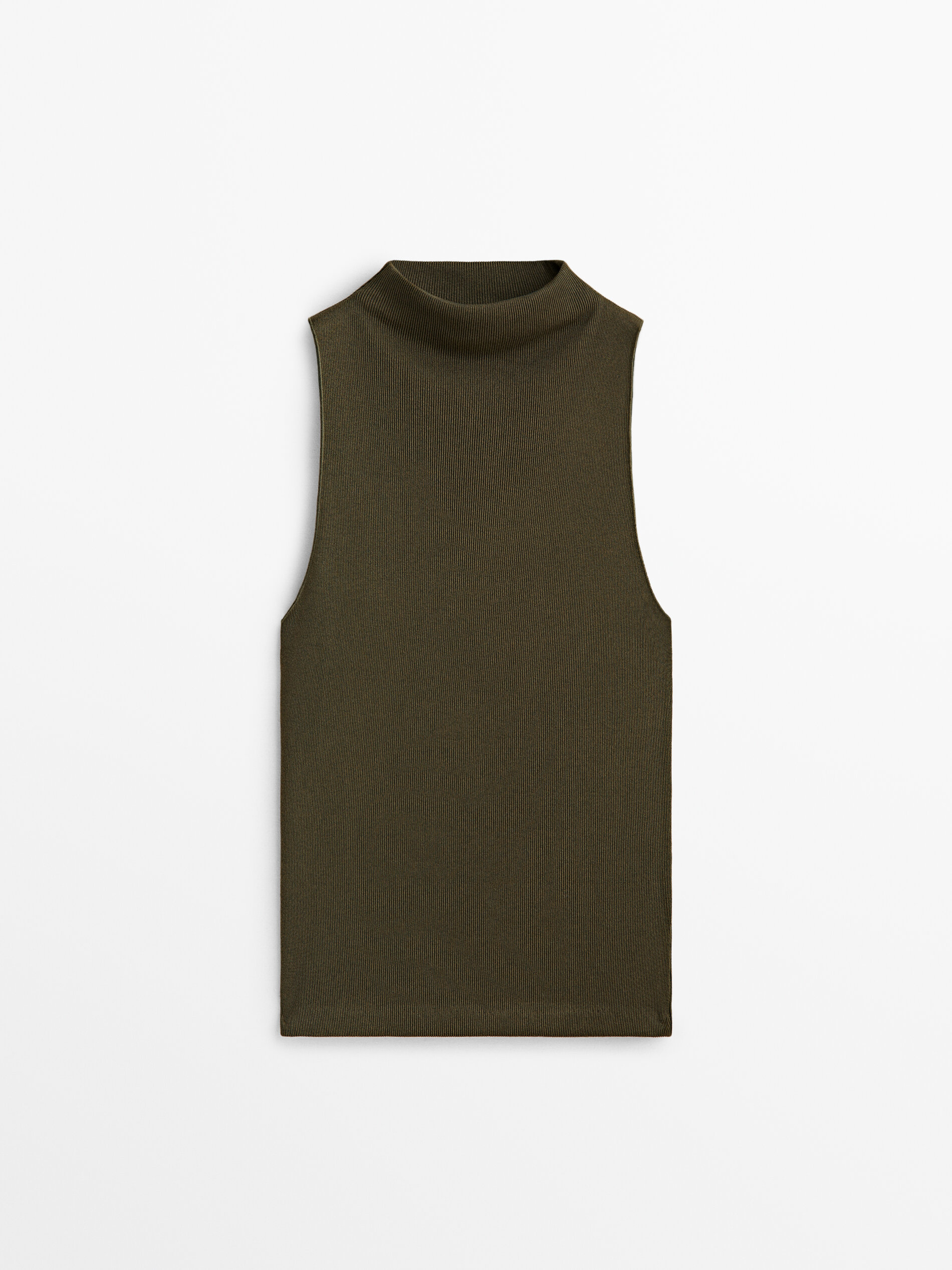 Top canalé perkins sin mangas - KAKI OSCURO