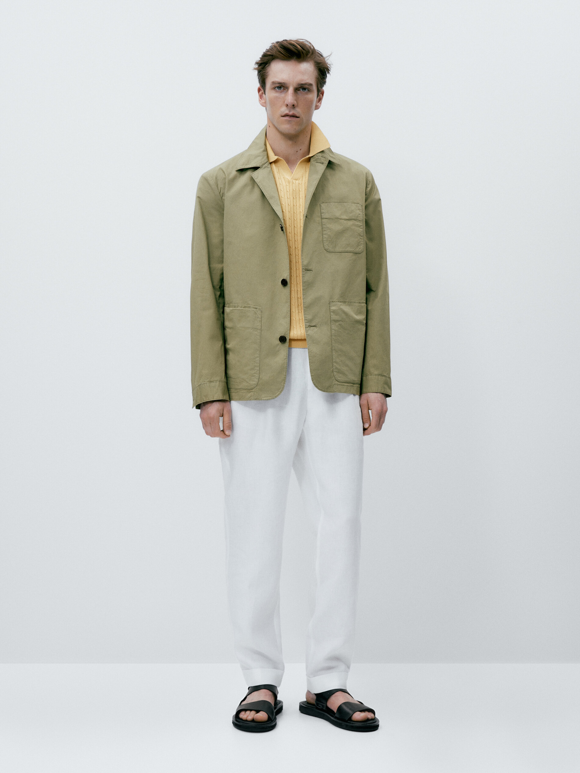 Sobrecamisa tintada mezcla algodón stretch - VERDE