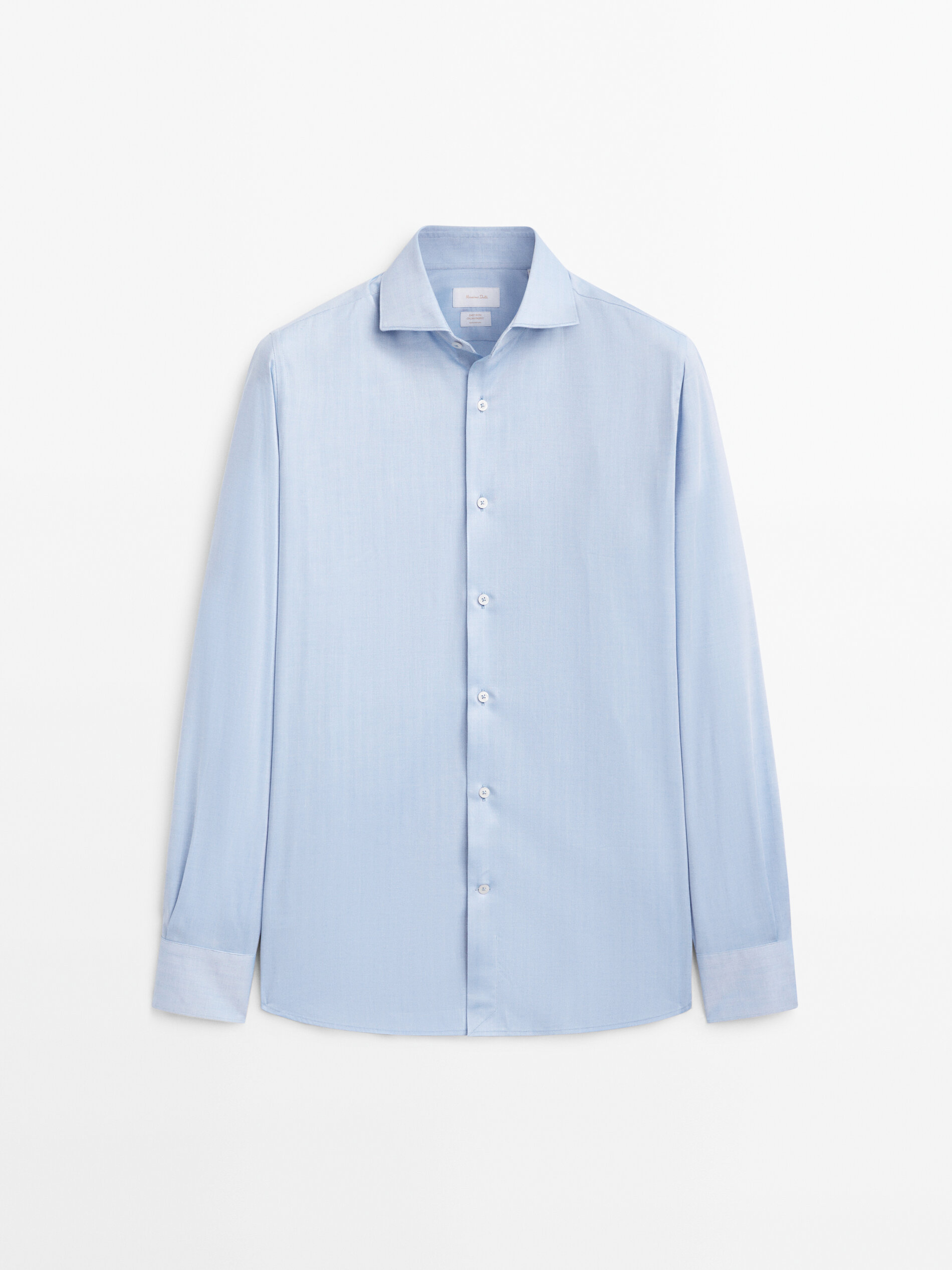 Camisa espiga algodón regular fit - CELESTE